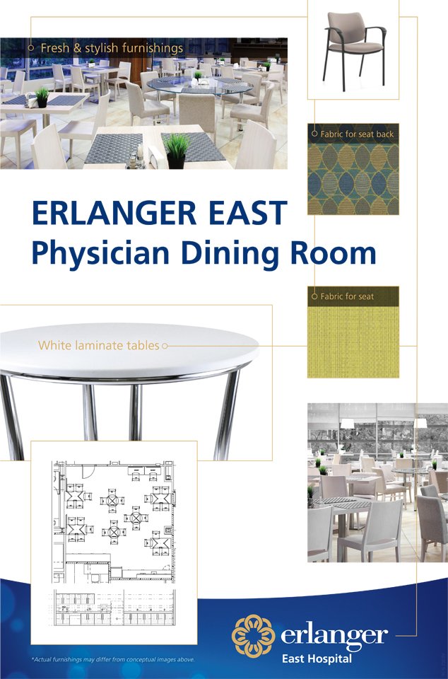 Erlanger East Physician Dining Room Design Board Poster for Hospital Addition, 11" x 17"