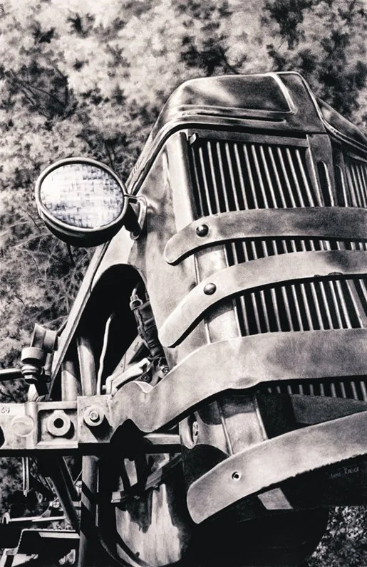 Tennessee Tractor - Charcoal and pastel, Limited Edition Archival Print on Wood Panel, 25.5" x  39.5" Available for sale.