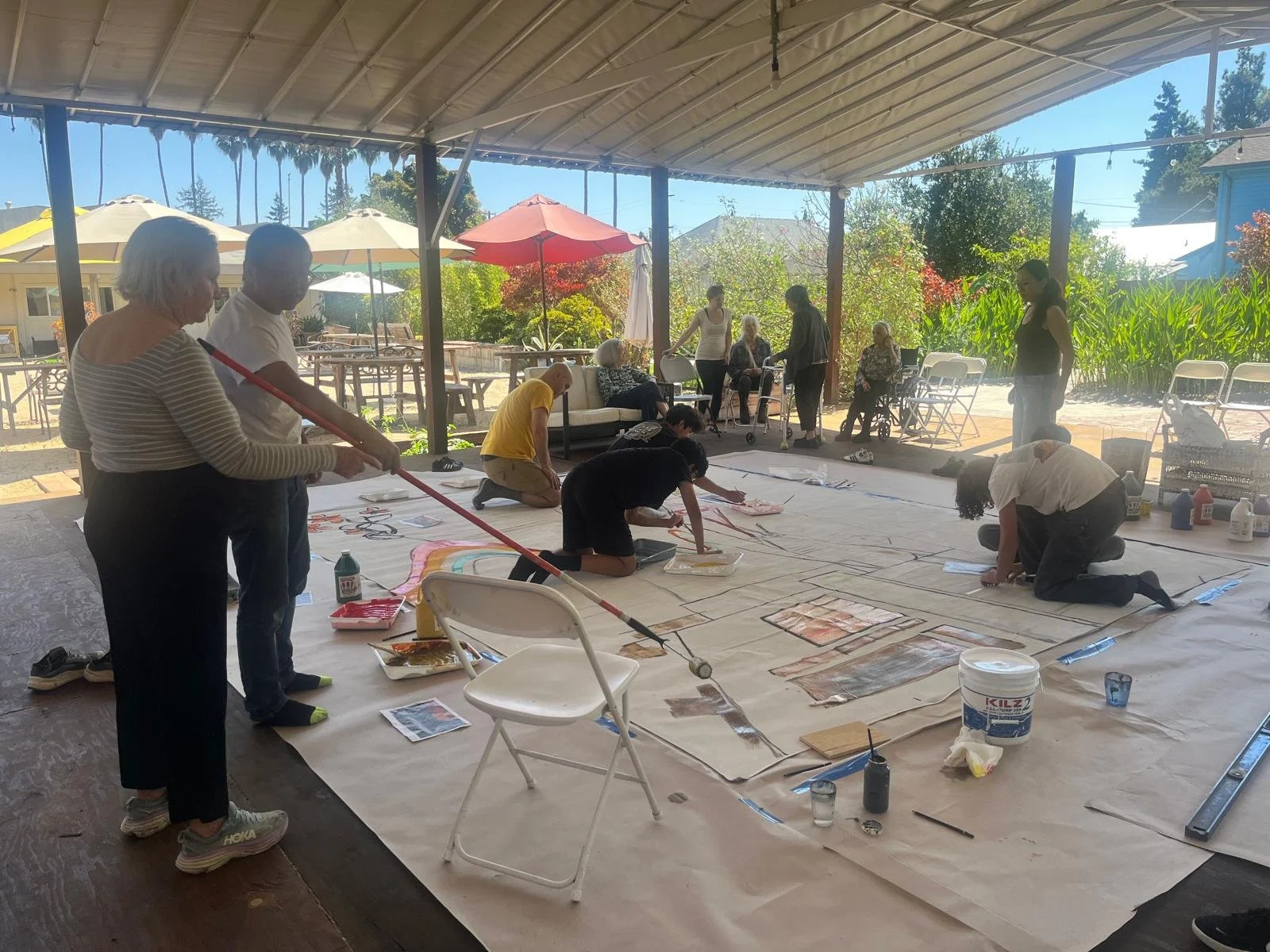 Backdrop Painting Therapy Session Elder Ashram