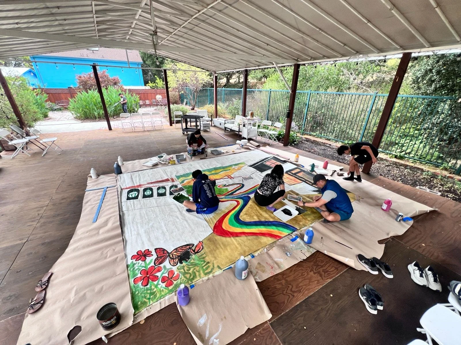 Backdrop Painting Therapy Session Elder Ashram
