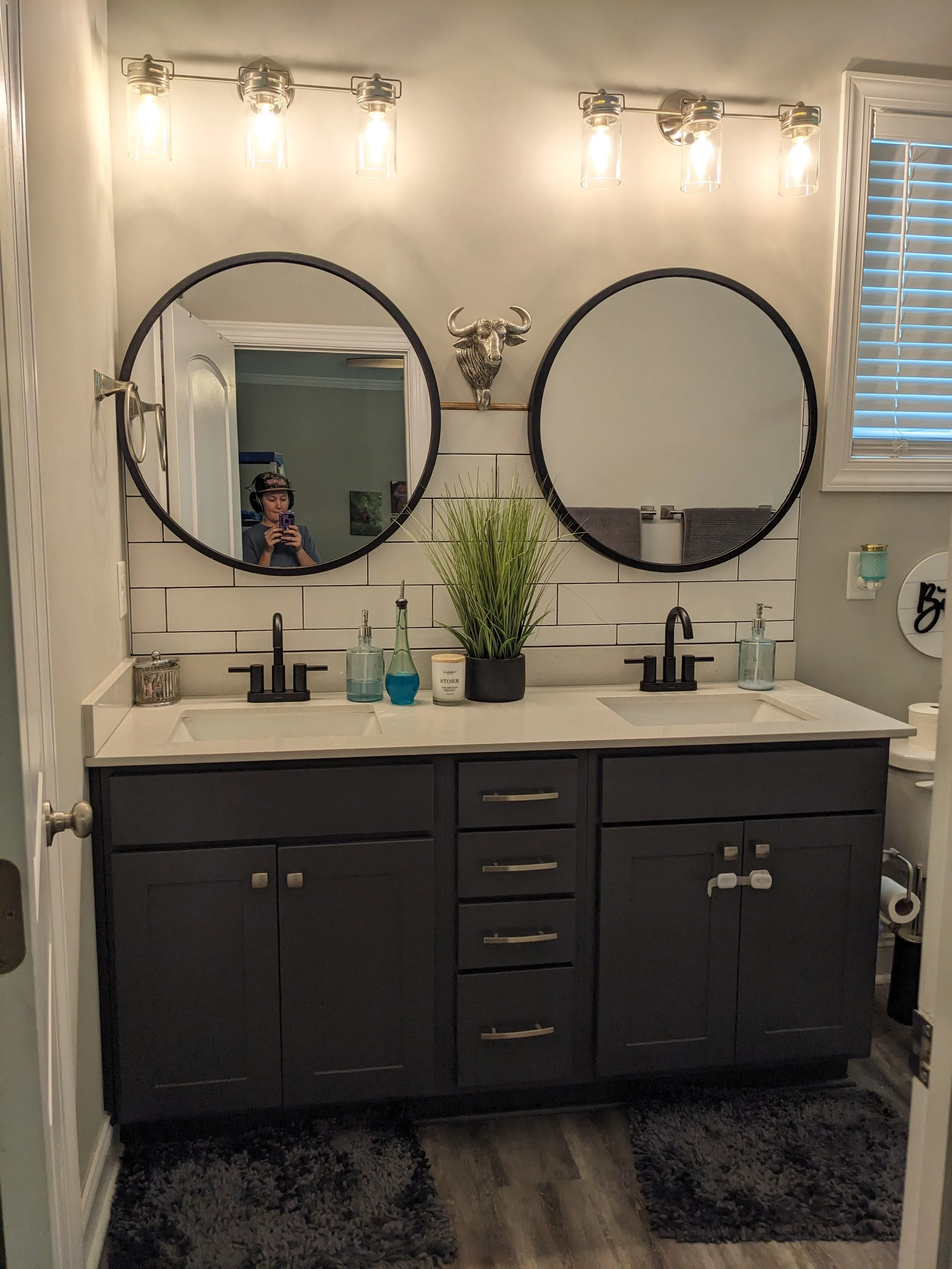 Vanity with Matching Backsplash