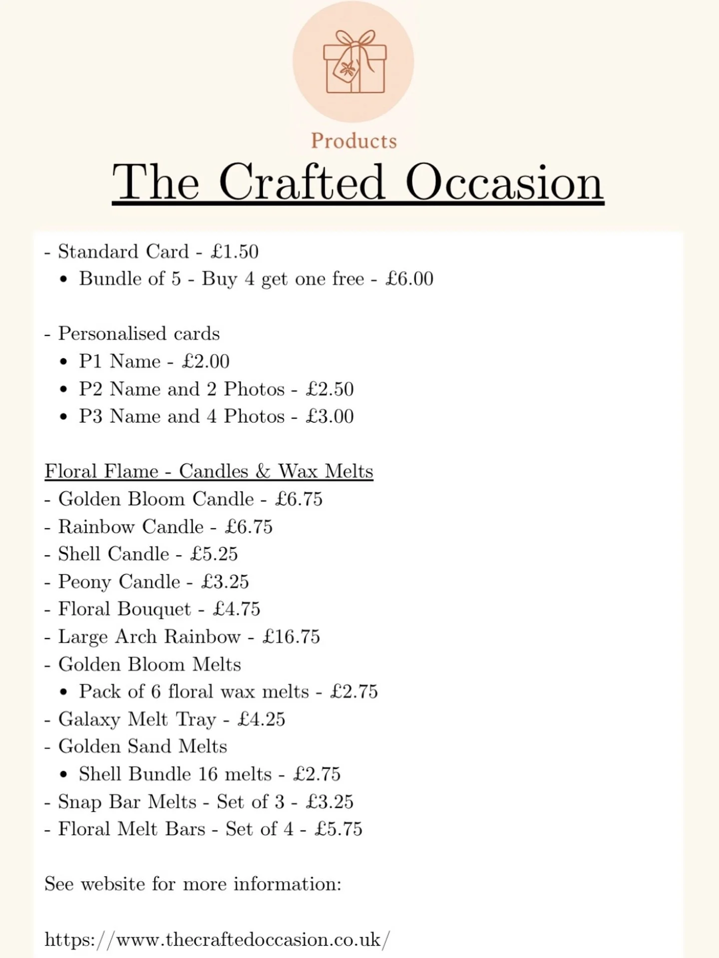 Updated Price list 🤍✨ #smallbusinessowner #candles #website #waxmelts #flowers