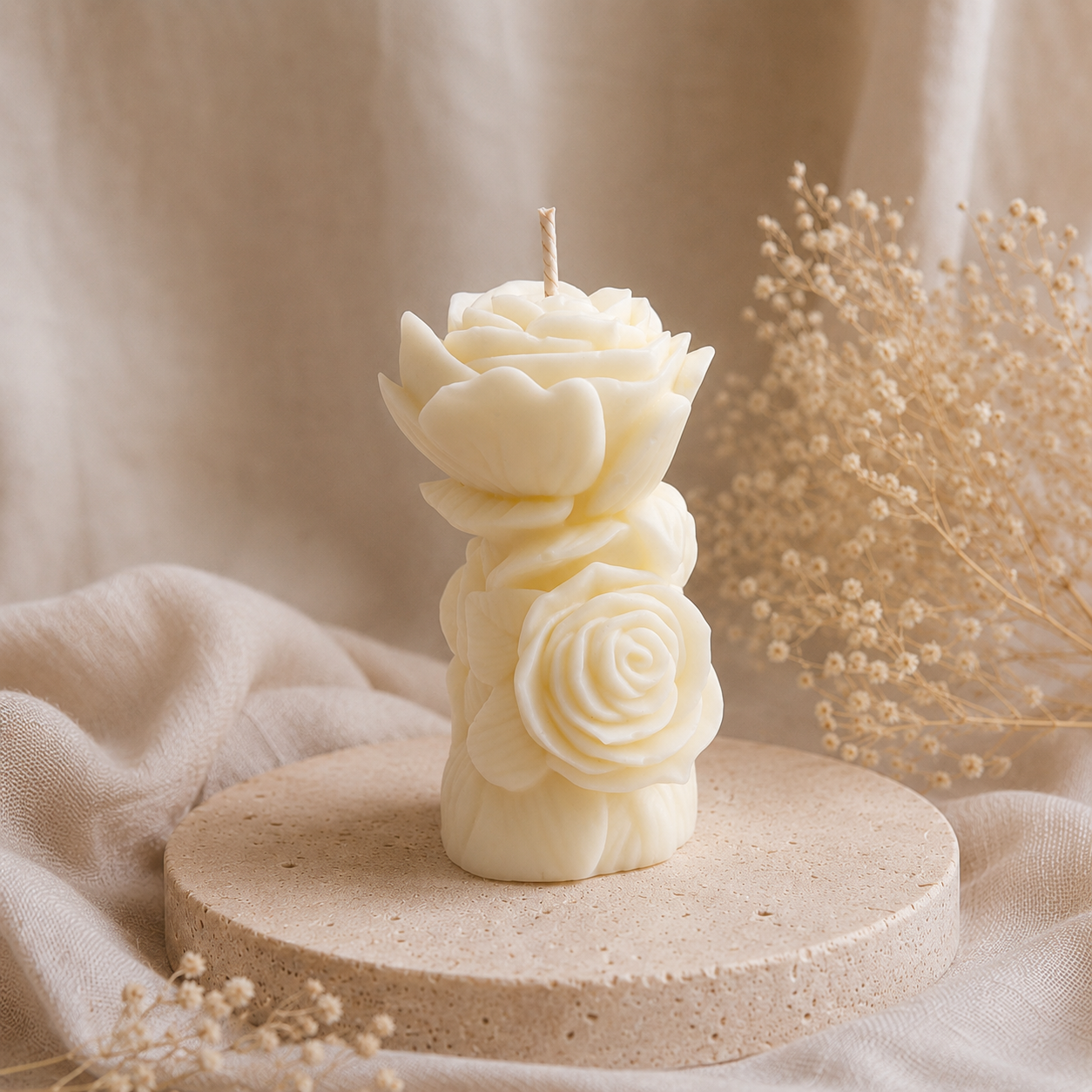 Everlasting Rose Pillar Candle