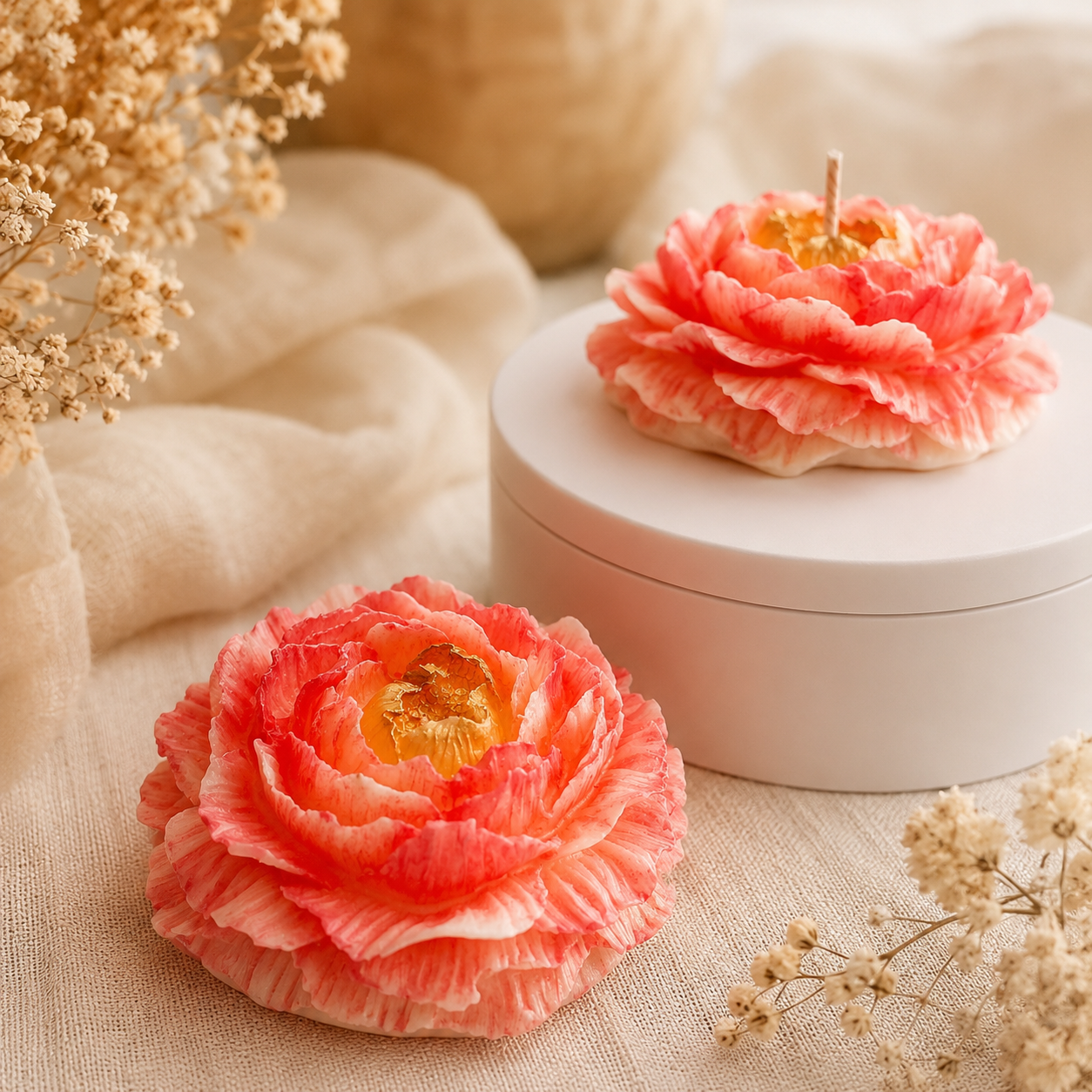 Peony Candle Pink & Gold