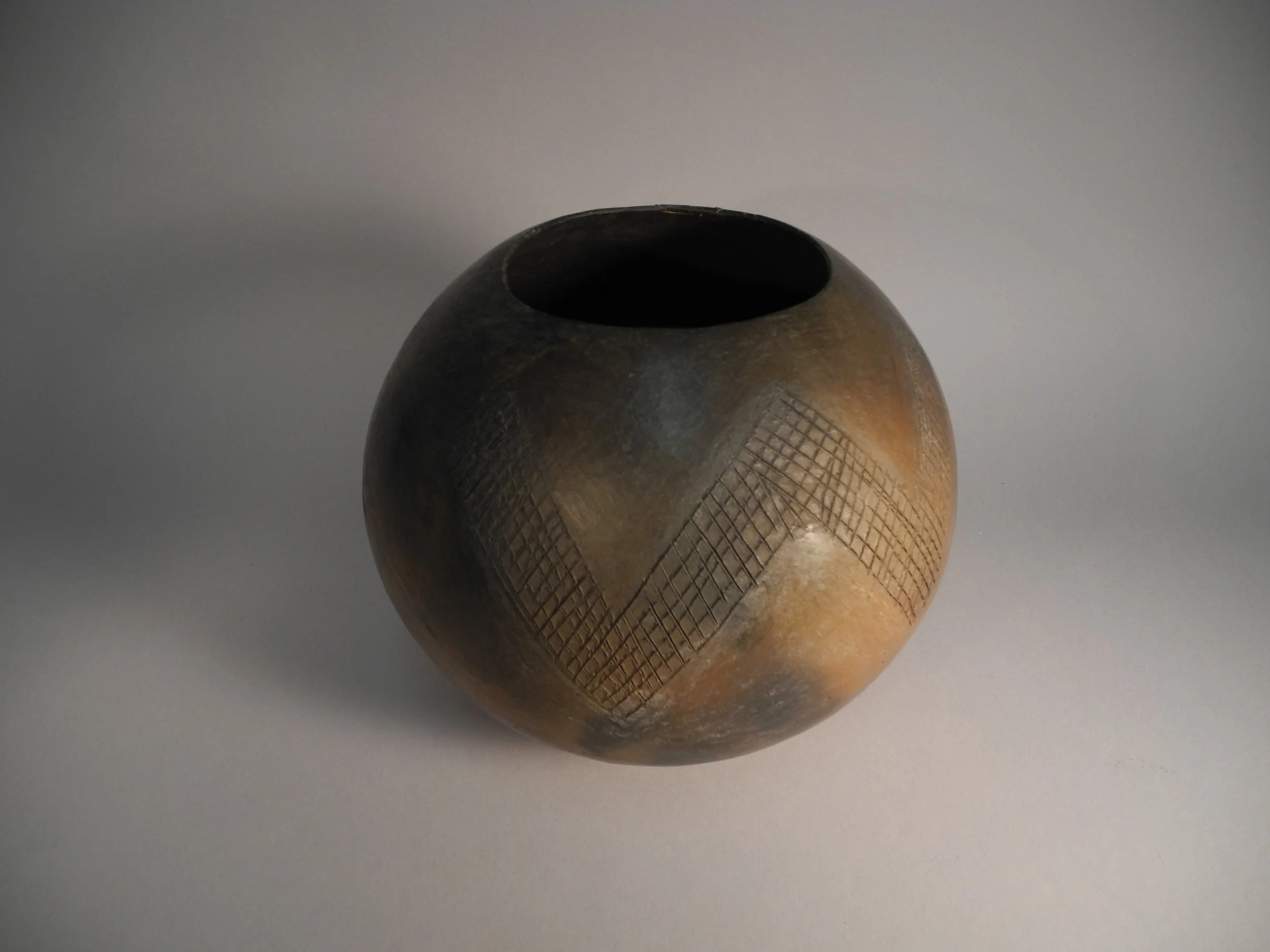 Unknown artist, Southern Africa (Zulu); Beer Vessel, mid-20th c.; Ceramic; 2017.5.1; 10 x 9.5 x 9.5"; Gift of Robert and Irene Sinclair