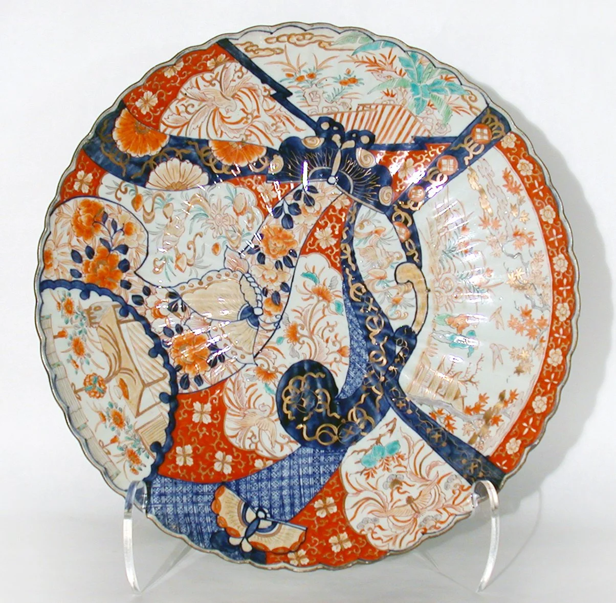 Unkown Artist; Large Fluted Dish (Japanese Imari Ware), c. 1880; 2002.004.35; 3” x 22” x 22"; Porcelain; Bequest of George Weldon Sheffield