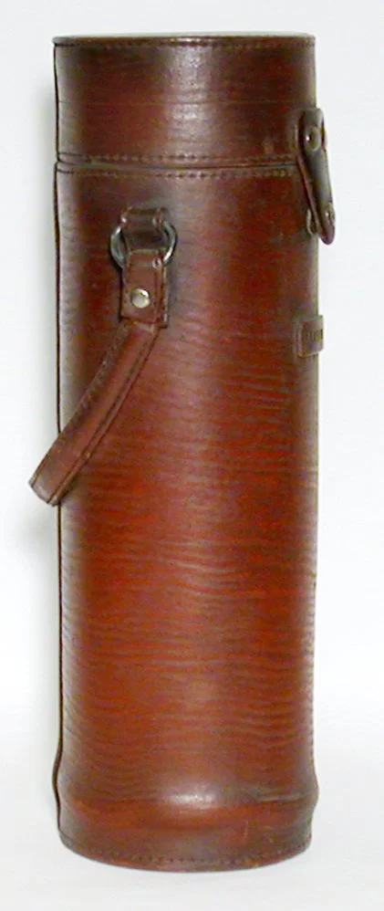 Marilyn Levine; Brown Lens Case, 1986; 2004.06.01; 13" x 5.5" x 4.75"; Stoneware, metal; Gift of John and Darlene Williams