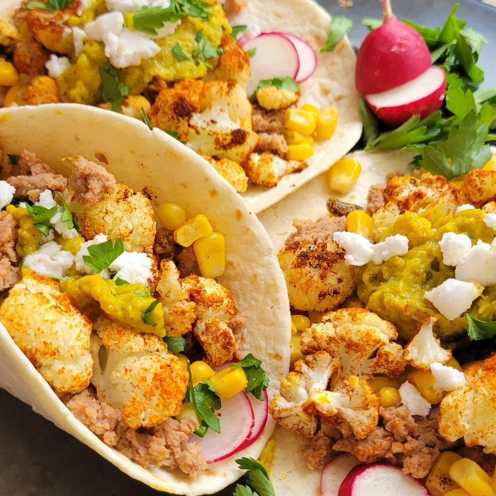 Curry Zucchini and Cauliflower Tacos