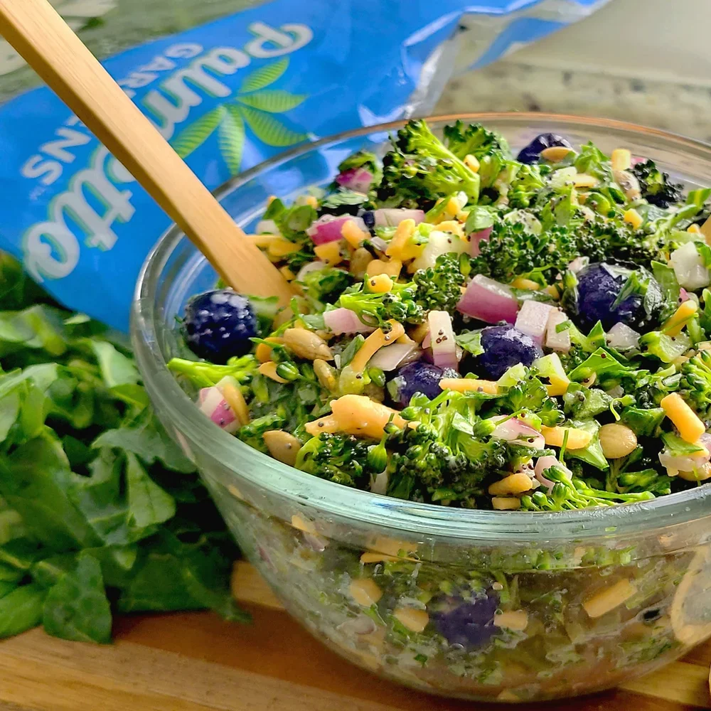 Turnip Green and Broccolini Salad with Poppy Seed Dressing