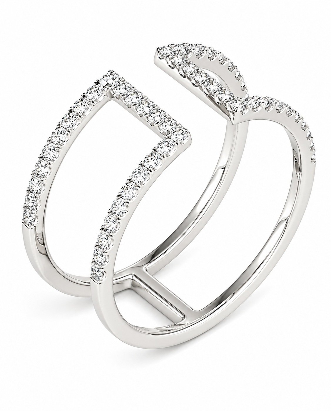 Open Concept Double Band Diamond Ring