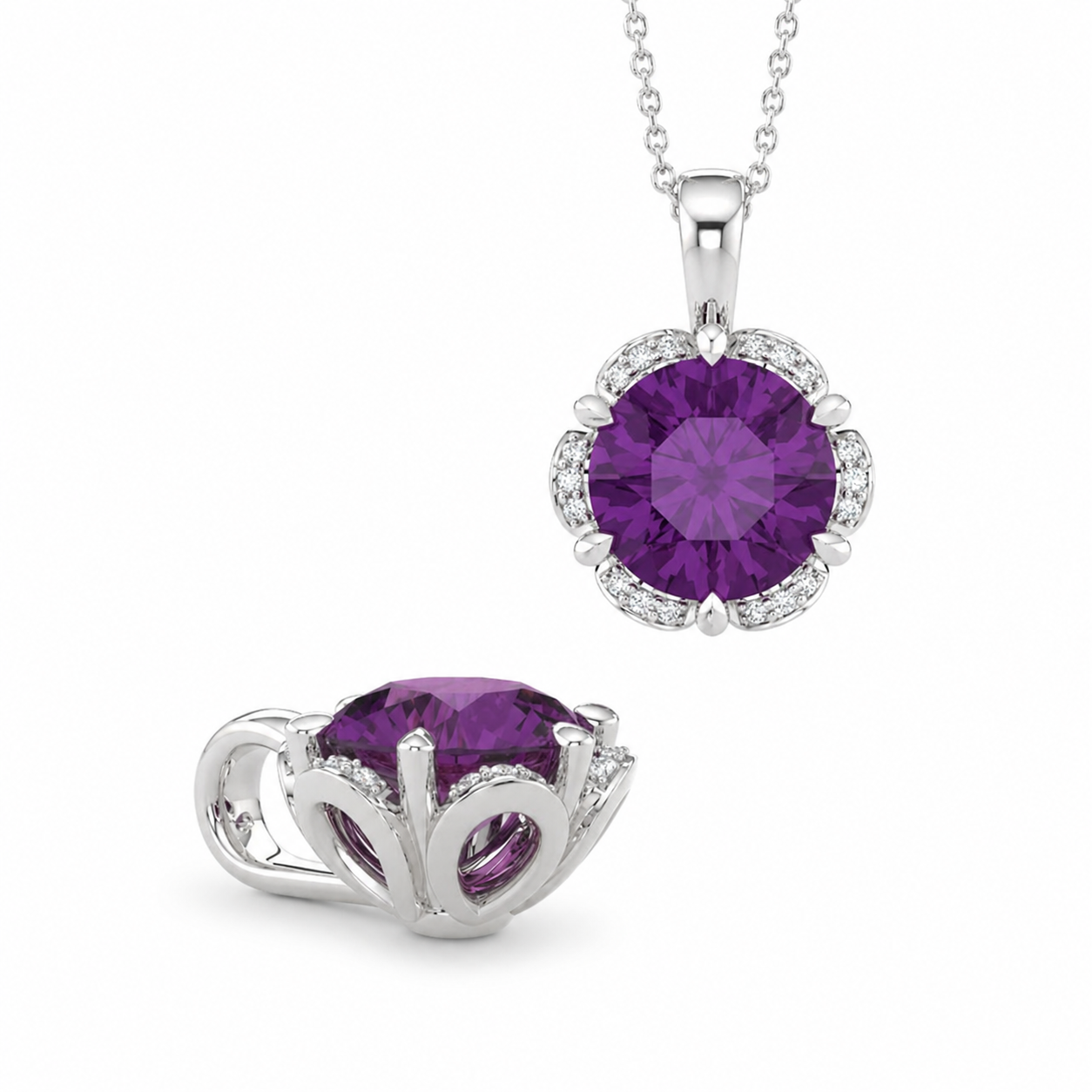 Amethyst and Diamond Pendant