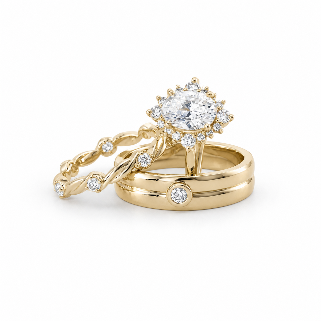 Yellow Gold Floral Wedding Set