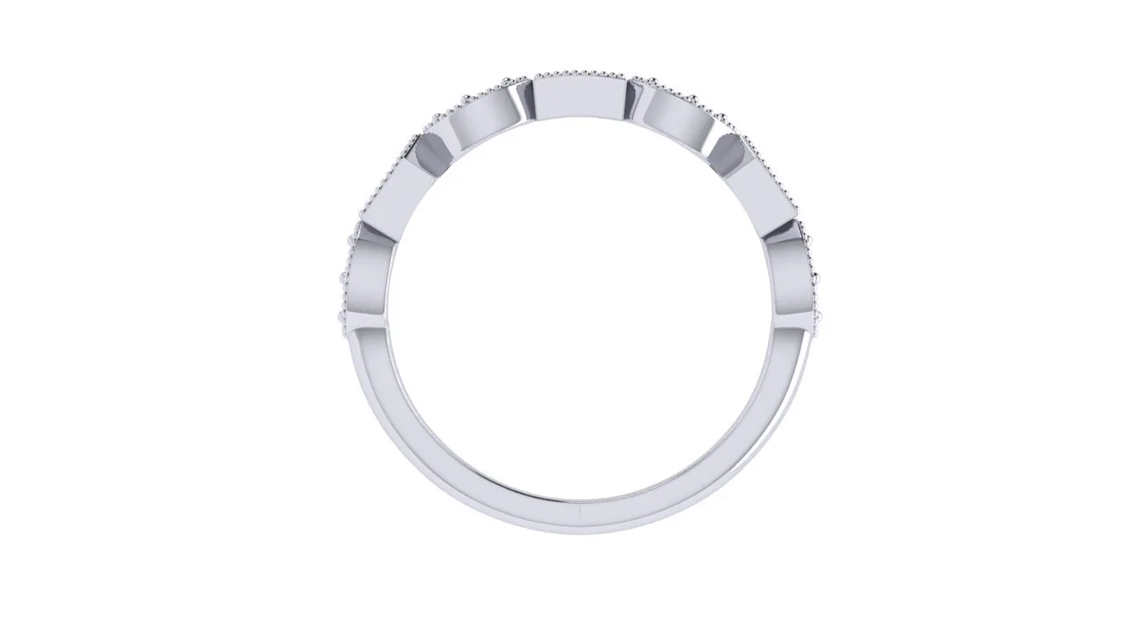 Diamond Millgrain Mixed Band