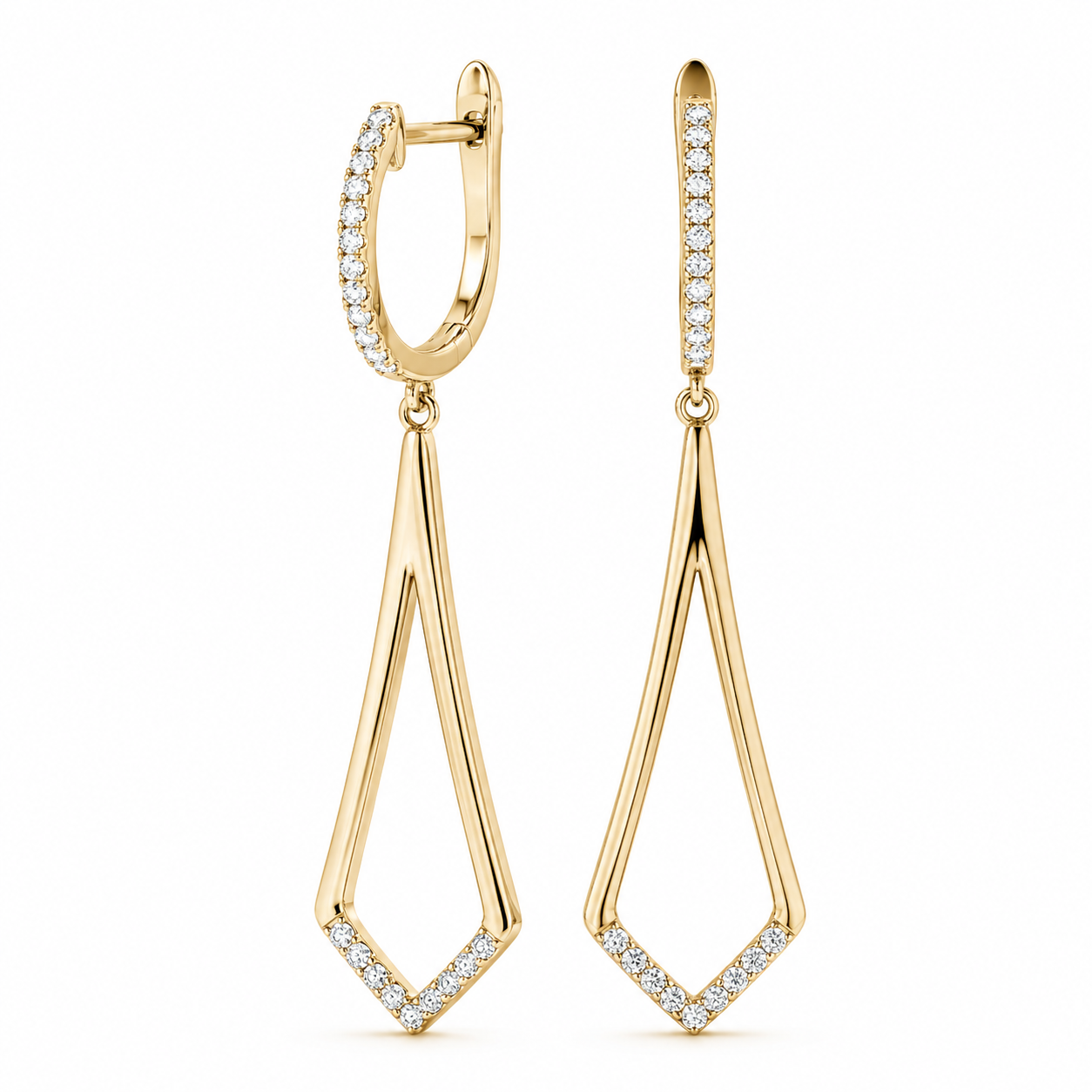 Diamond Long Structured Drop Earrings