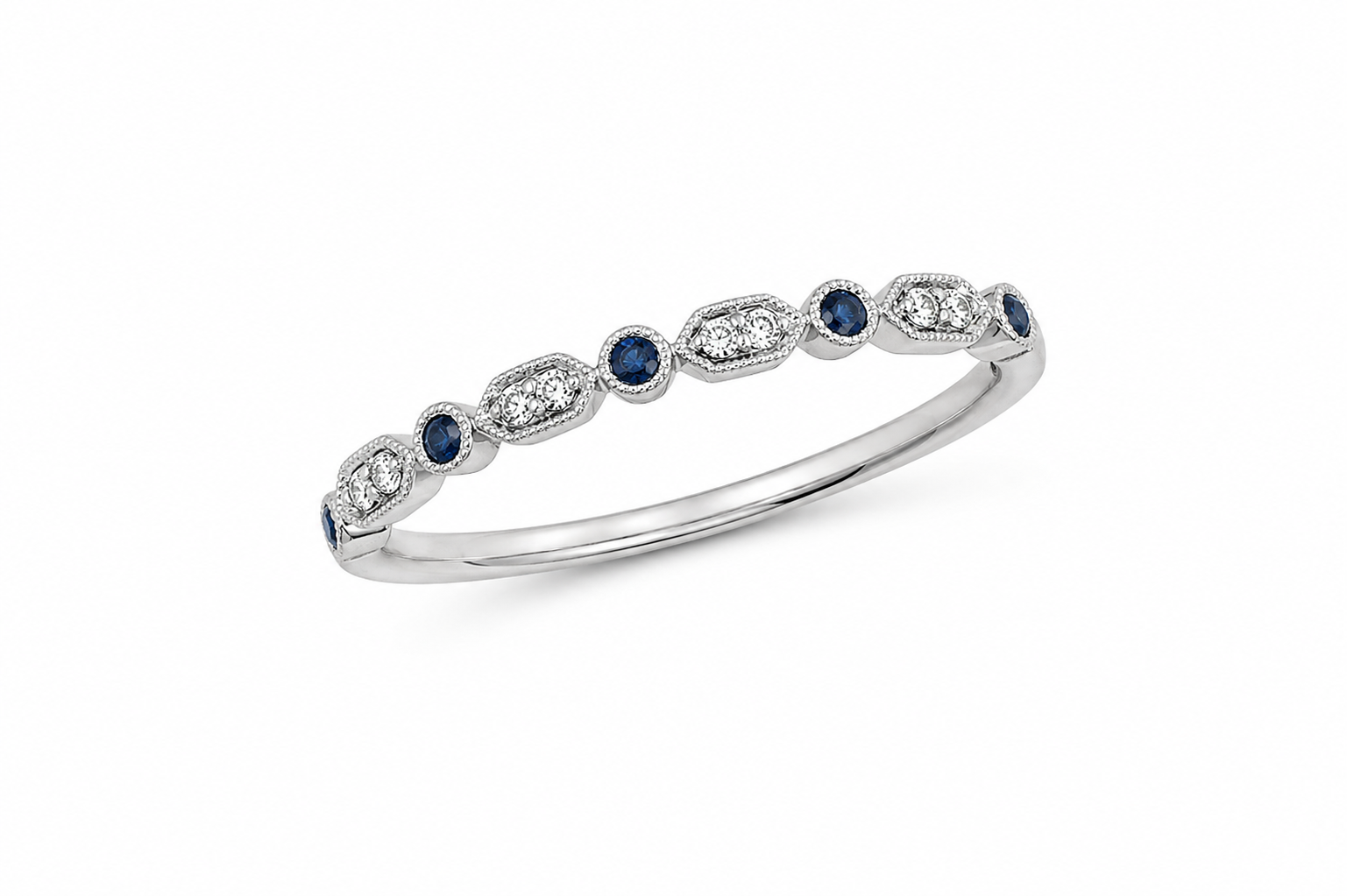 Sapphire and Diamond Stackable Ring