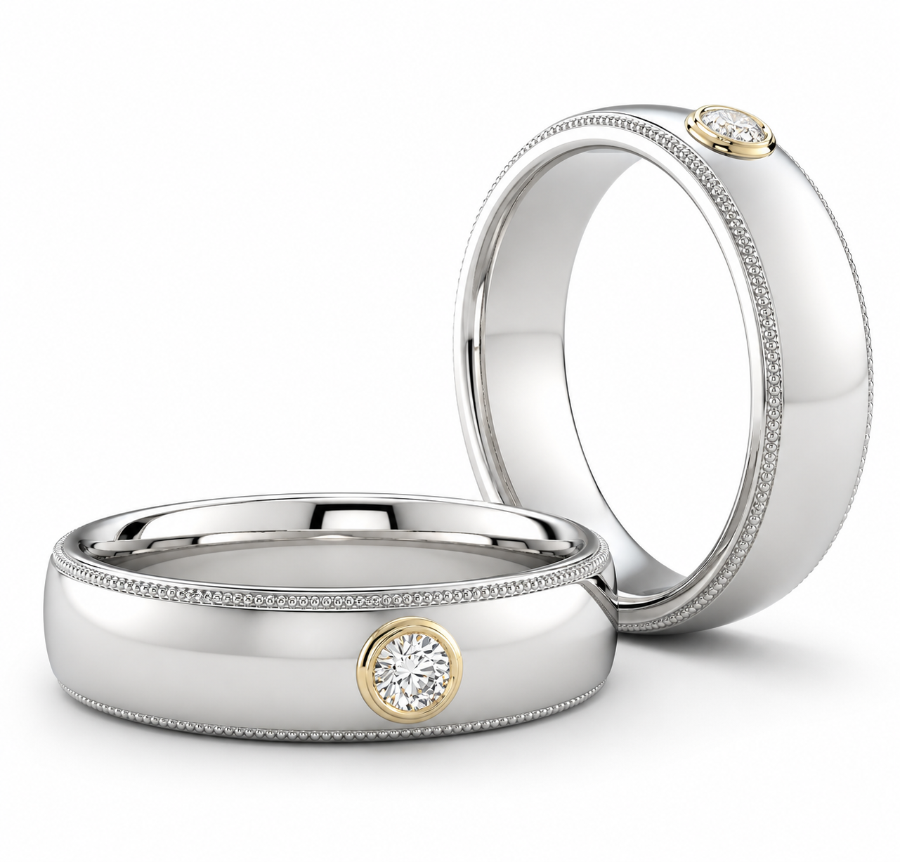 Gent's Two-Tone Bezle Diamond Ring