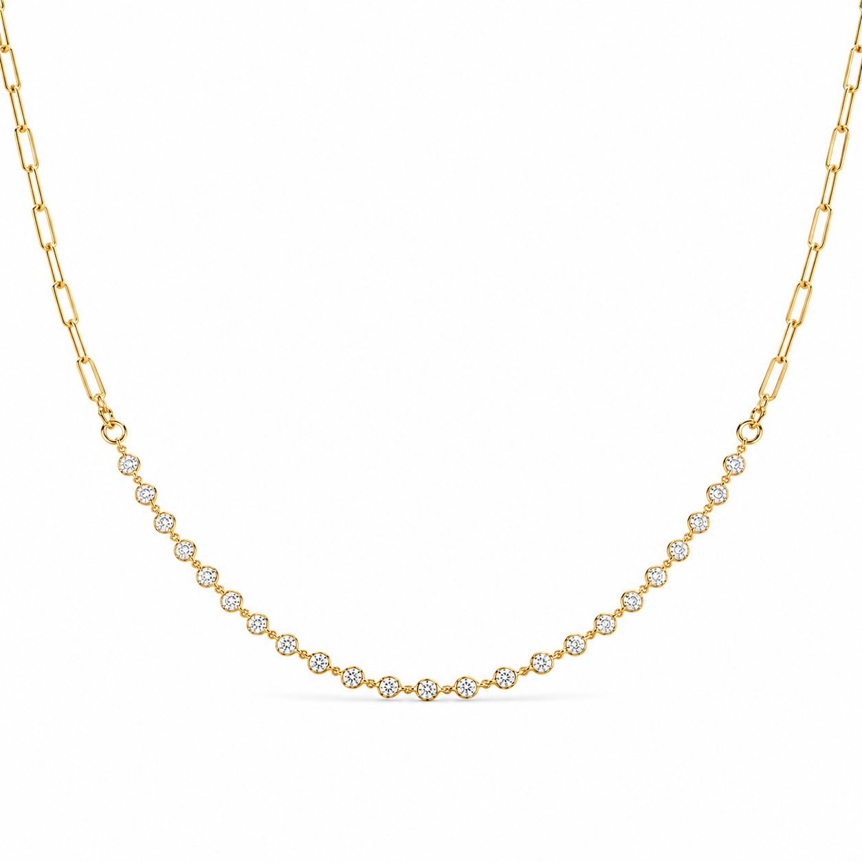 Diamond Bezel Paperclip Necklace