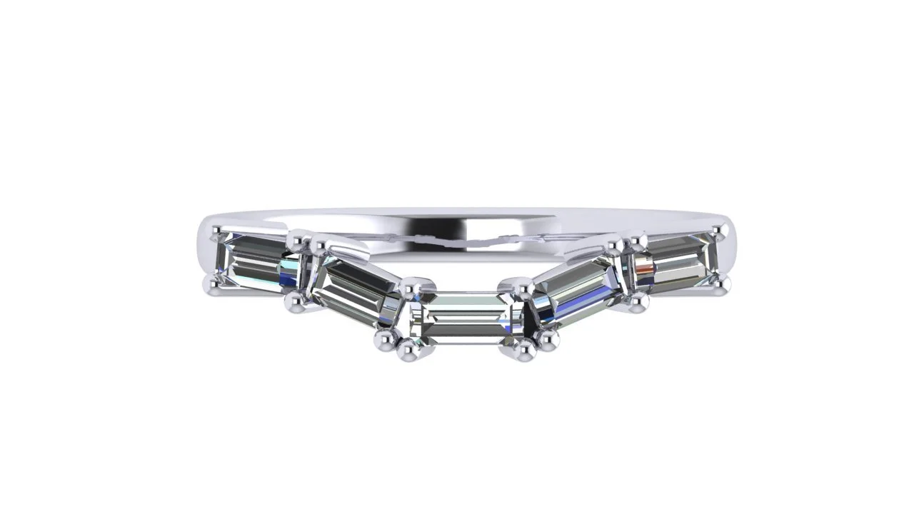 Contoured Diamond Baguette Band