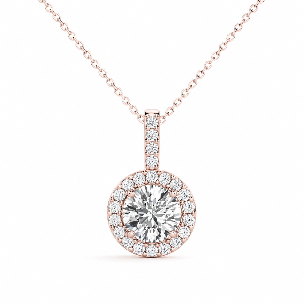 Rose Gold Halo Diamond Pendant