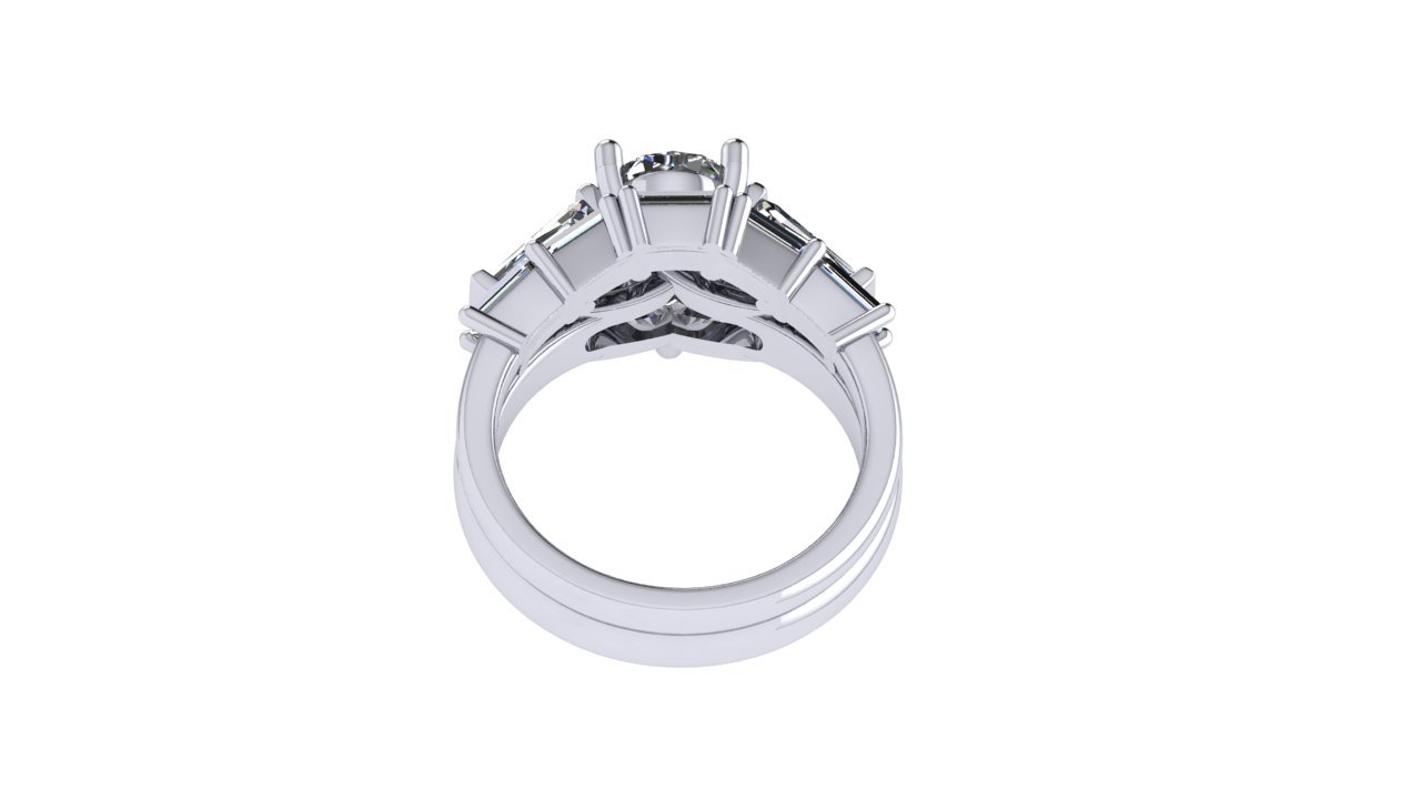 Oval, Marquise and Diamond Wedding Set with Contoured Band