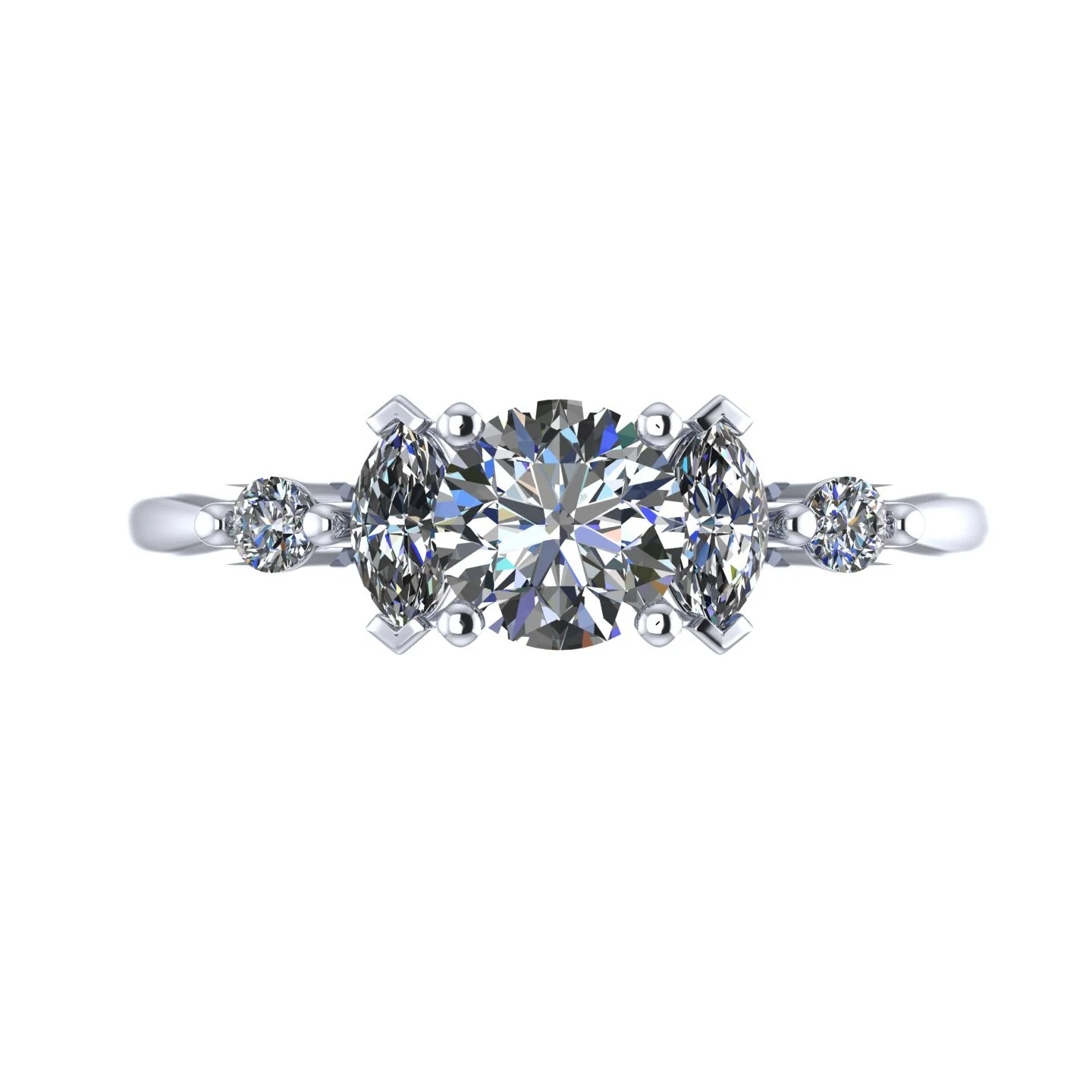 Round and Marquise Diamond Prong-Set
