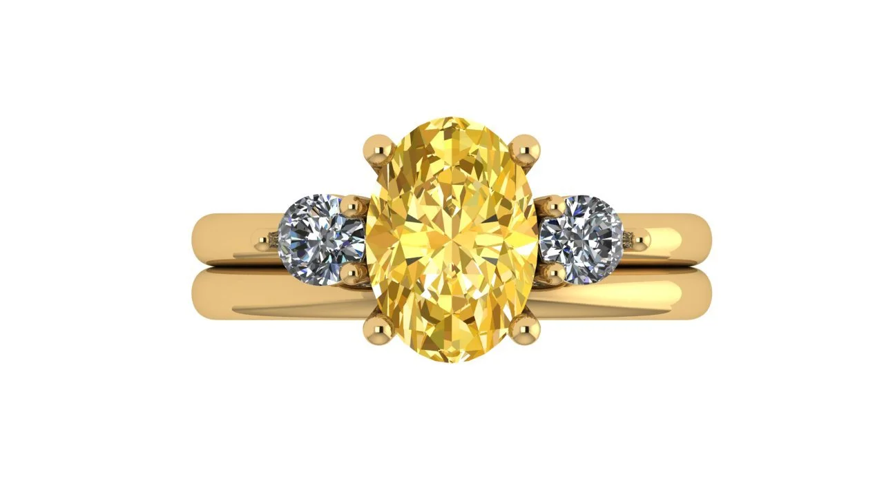 Yellow Sapphire and Diamond Wedding Set