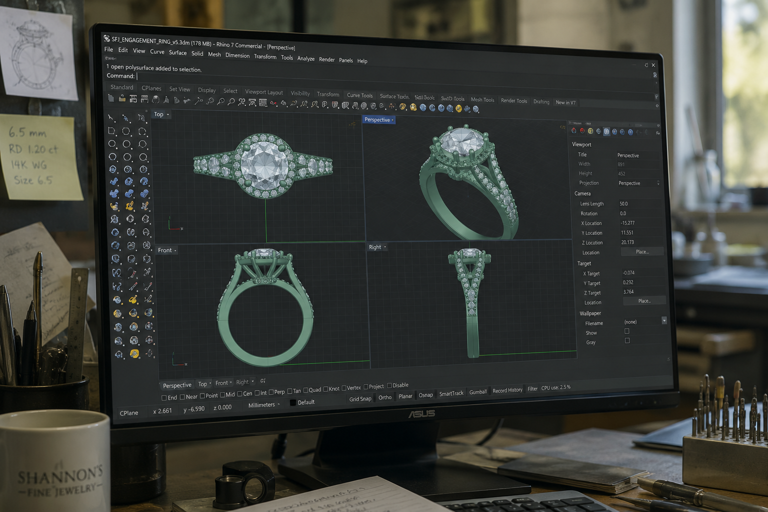Computer-Aided Design Rendering with Custom Engagement Ring
