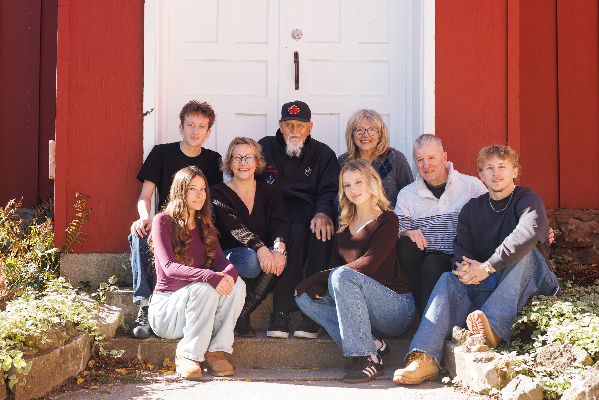 Multi-generaltional family during fall photo session  in Milton, Ontario