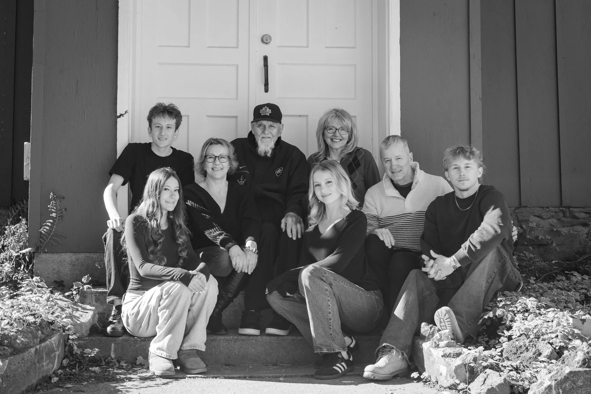 Multi-generaltional family during fall photo session  in Milton, Ontario