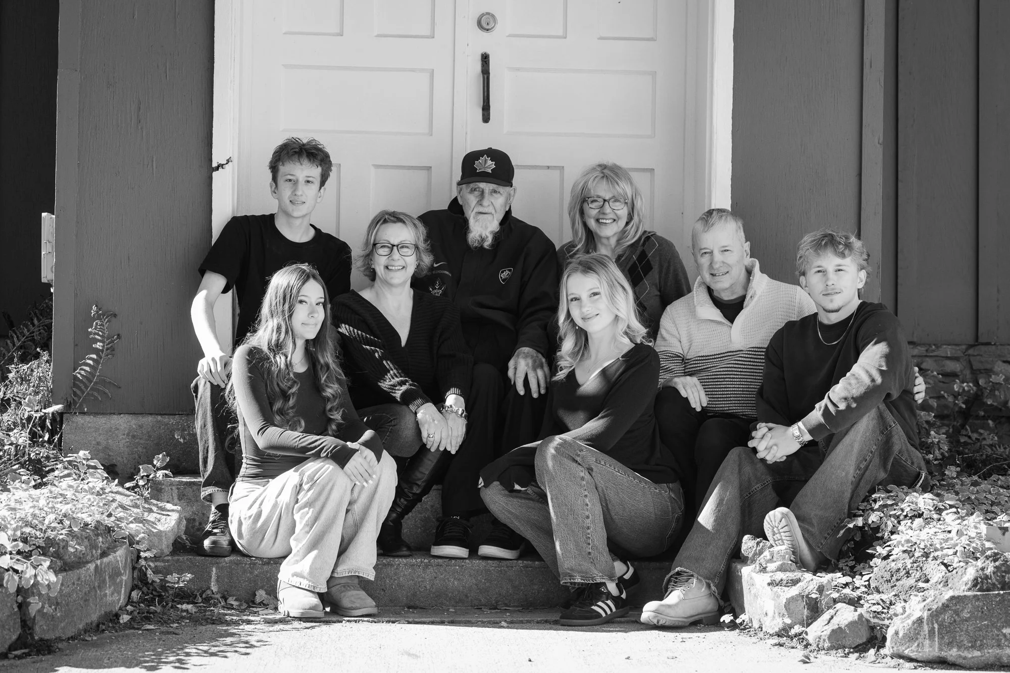 Multi-generaltional family during fall photo session  in Milton, Ontario