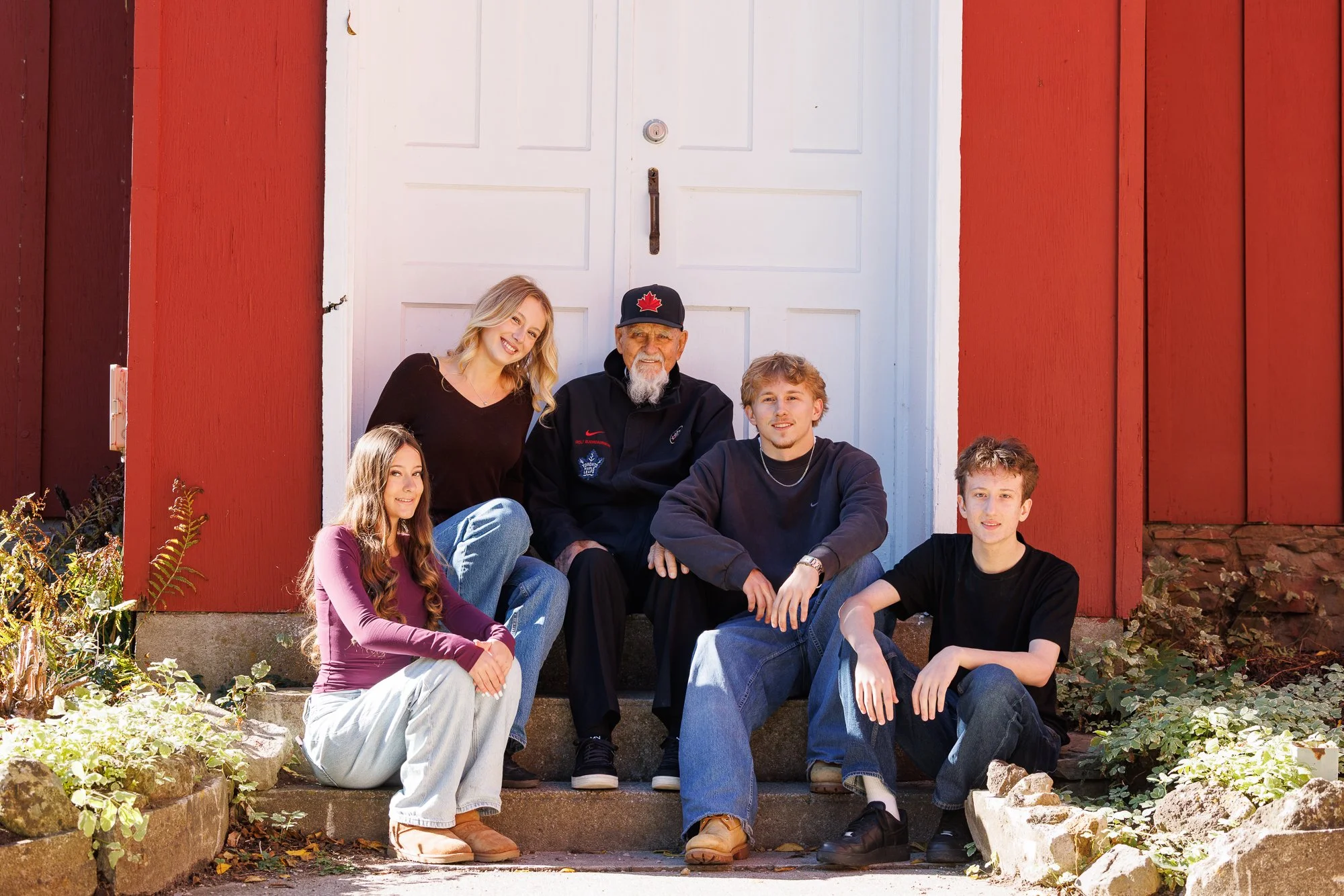 Multi-generaltional family during fall photo session  in Milton, Ontario