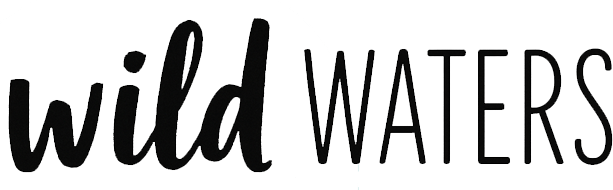 Text reading 'wild WATERS' in black on a white background