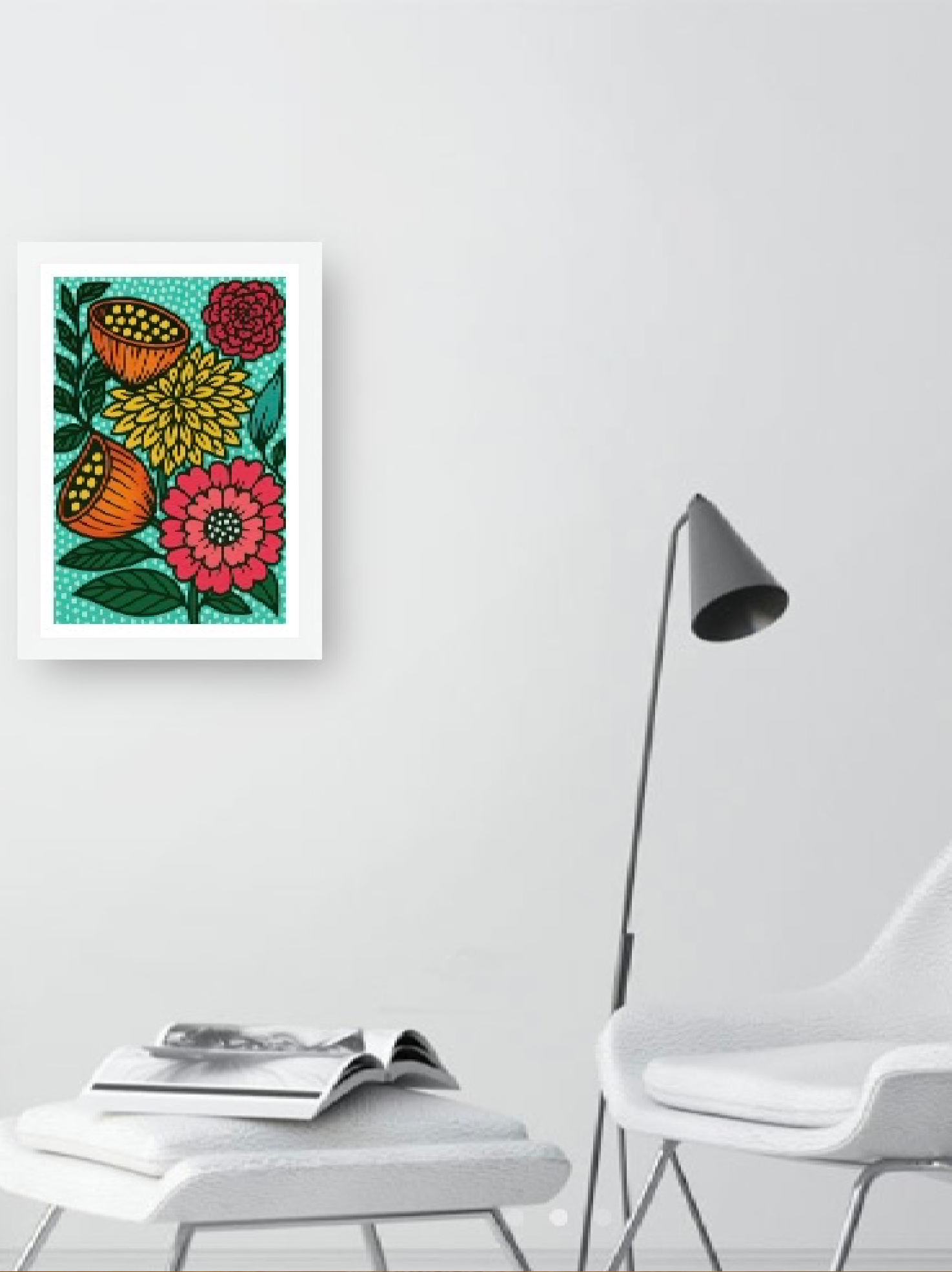 Digital print 6 by Wild Waters with chair and lamp.webp