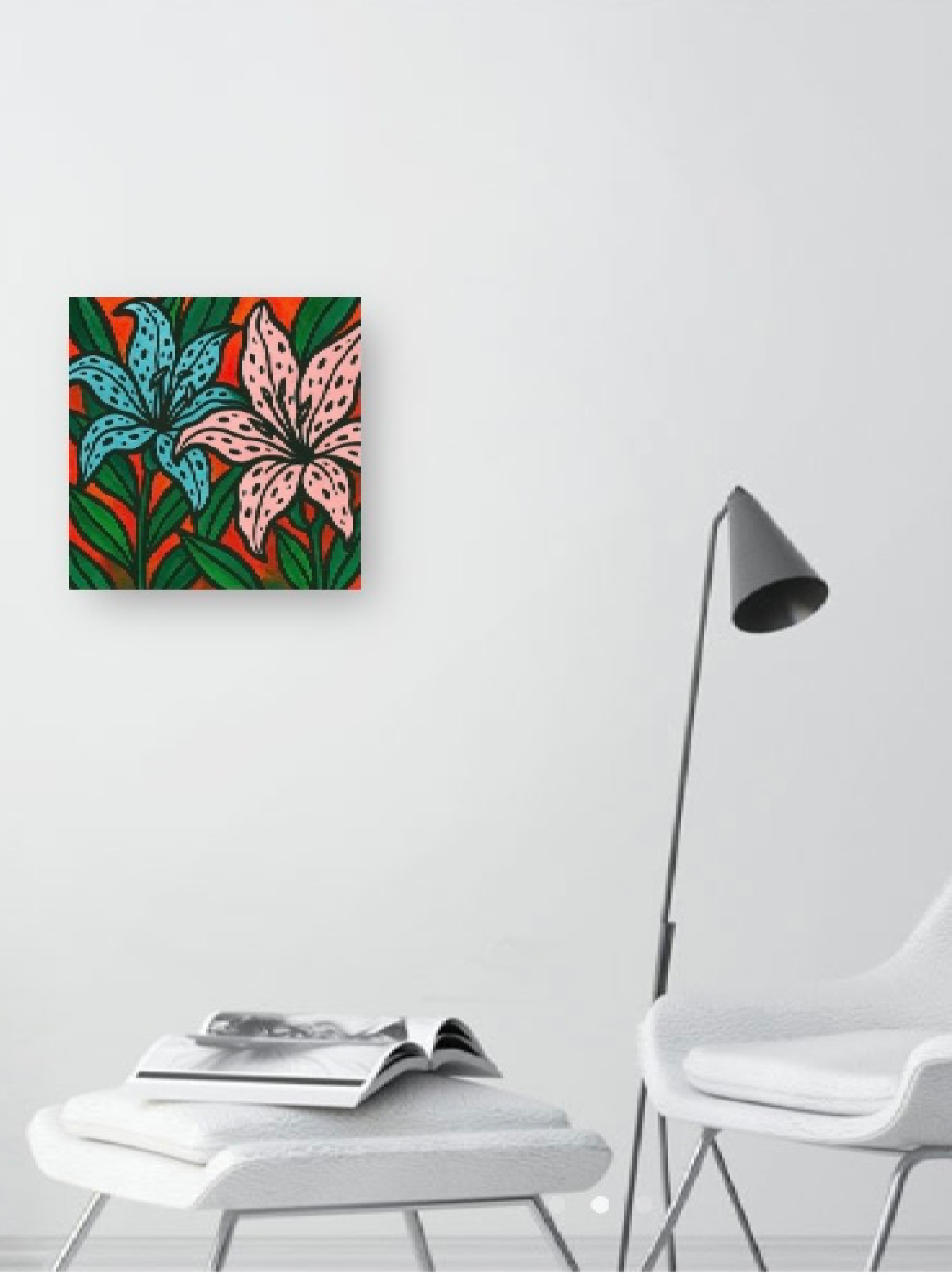 Digital print 3 by Wild Waters with chair and lamp.webp