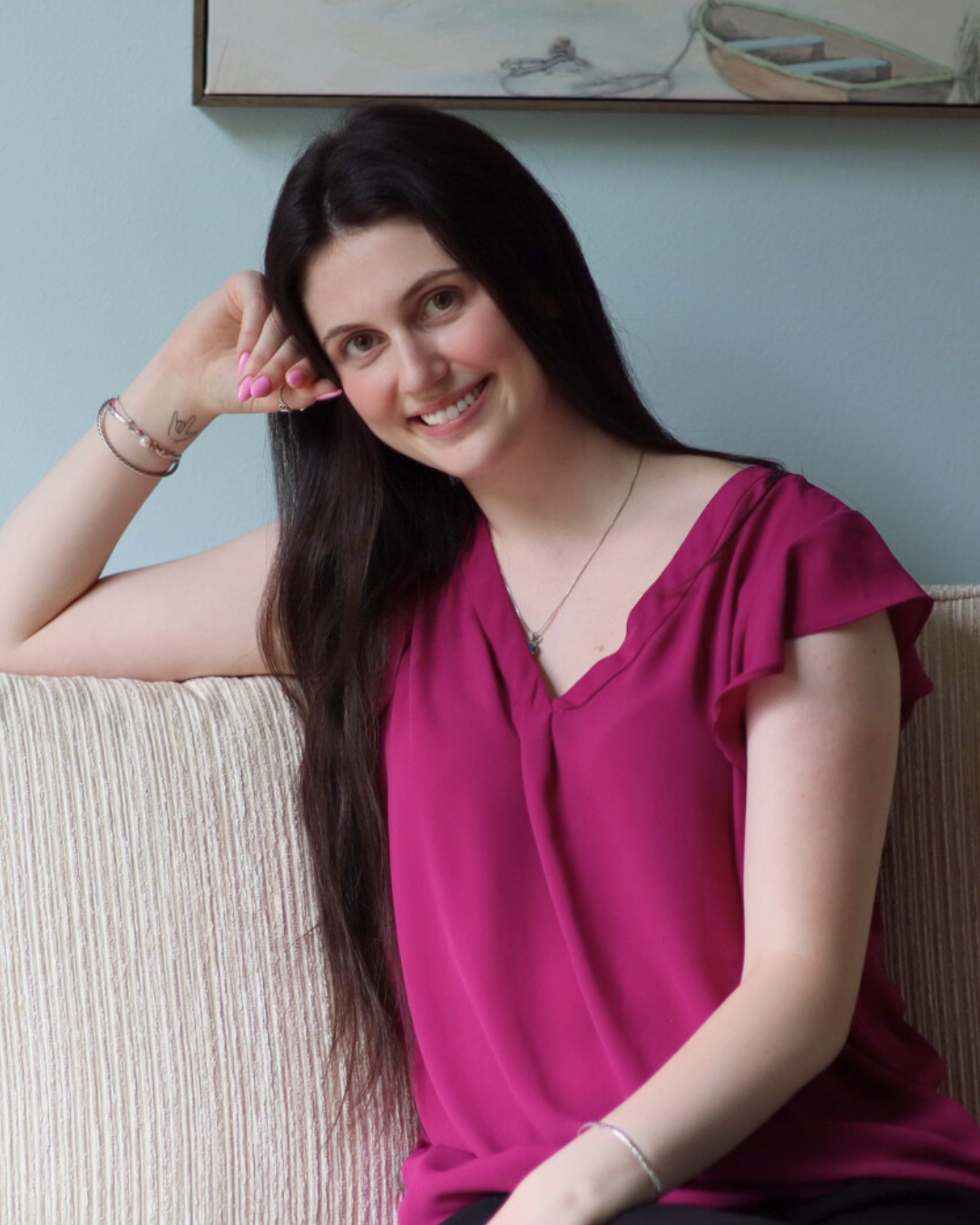 Therapist, Jada LaBounty offering trust and relationship-focused counseling in her office.
