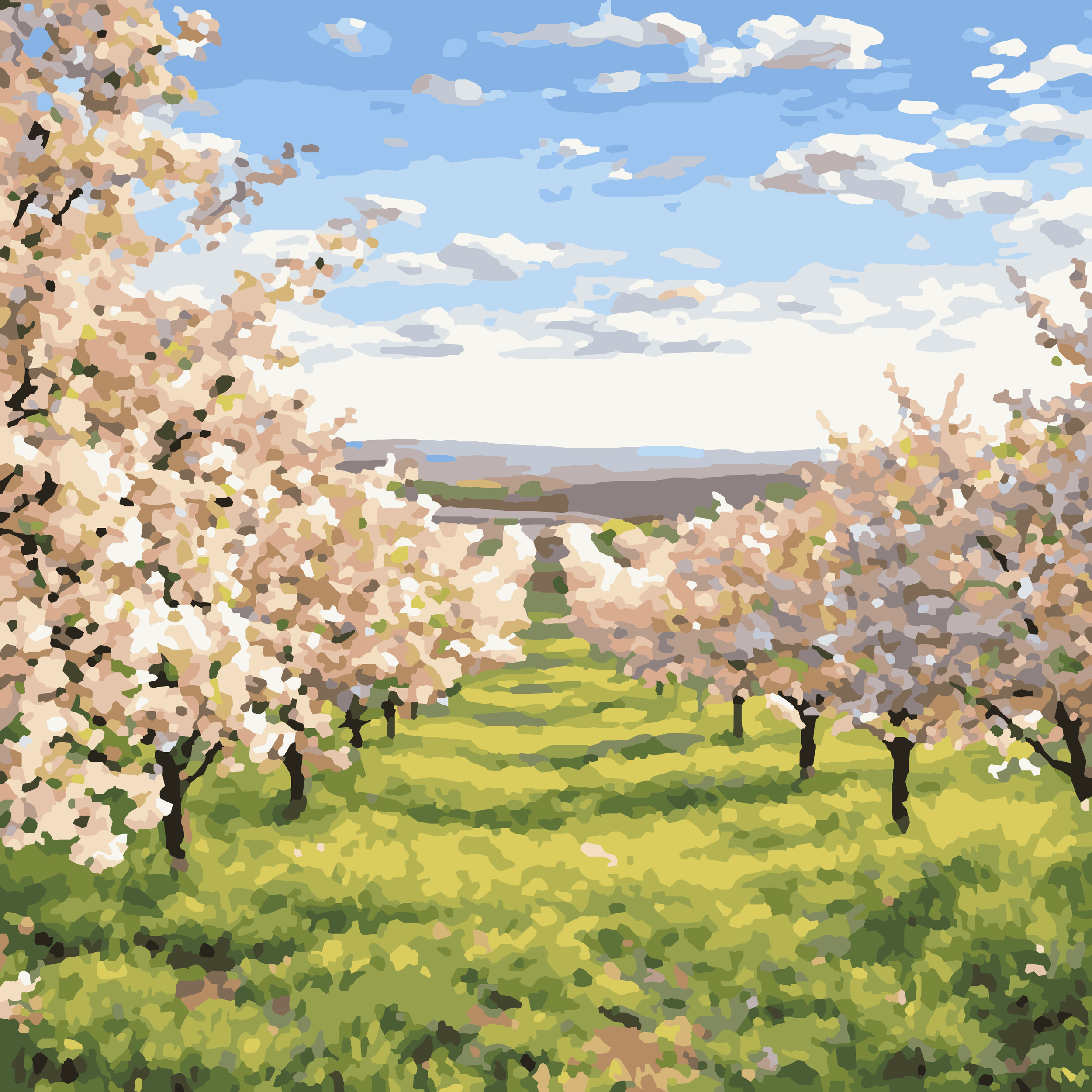 Traverse City Cherry Blossom Orchard – 10x10 Mini Paint-by-Number Kit