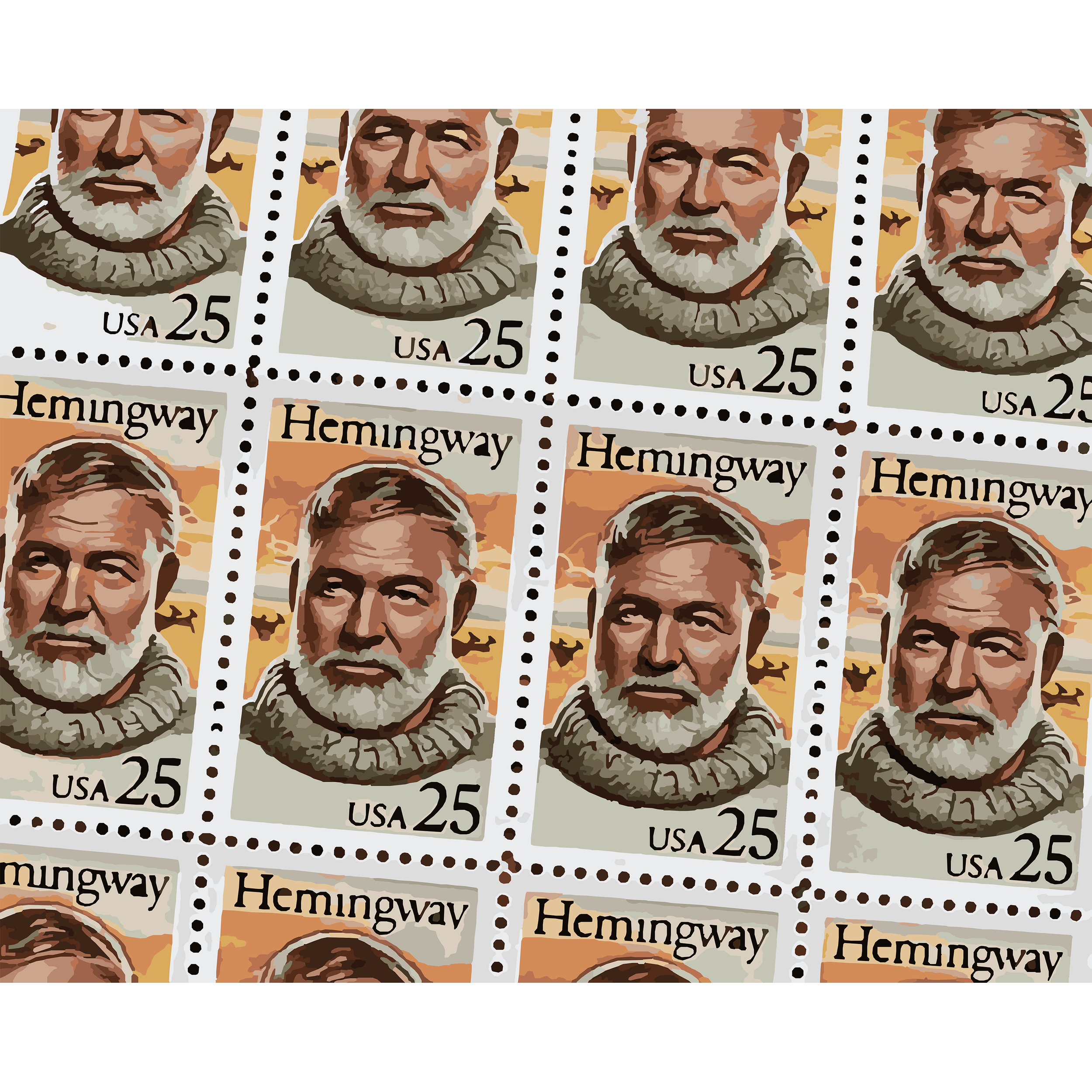 Ernest Hemingway: Literary Legacy Stamps Paint-By-Number Kit