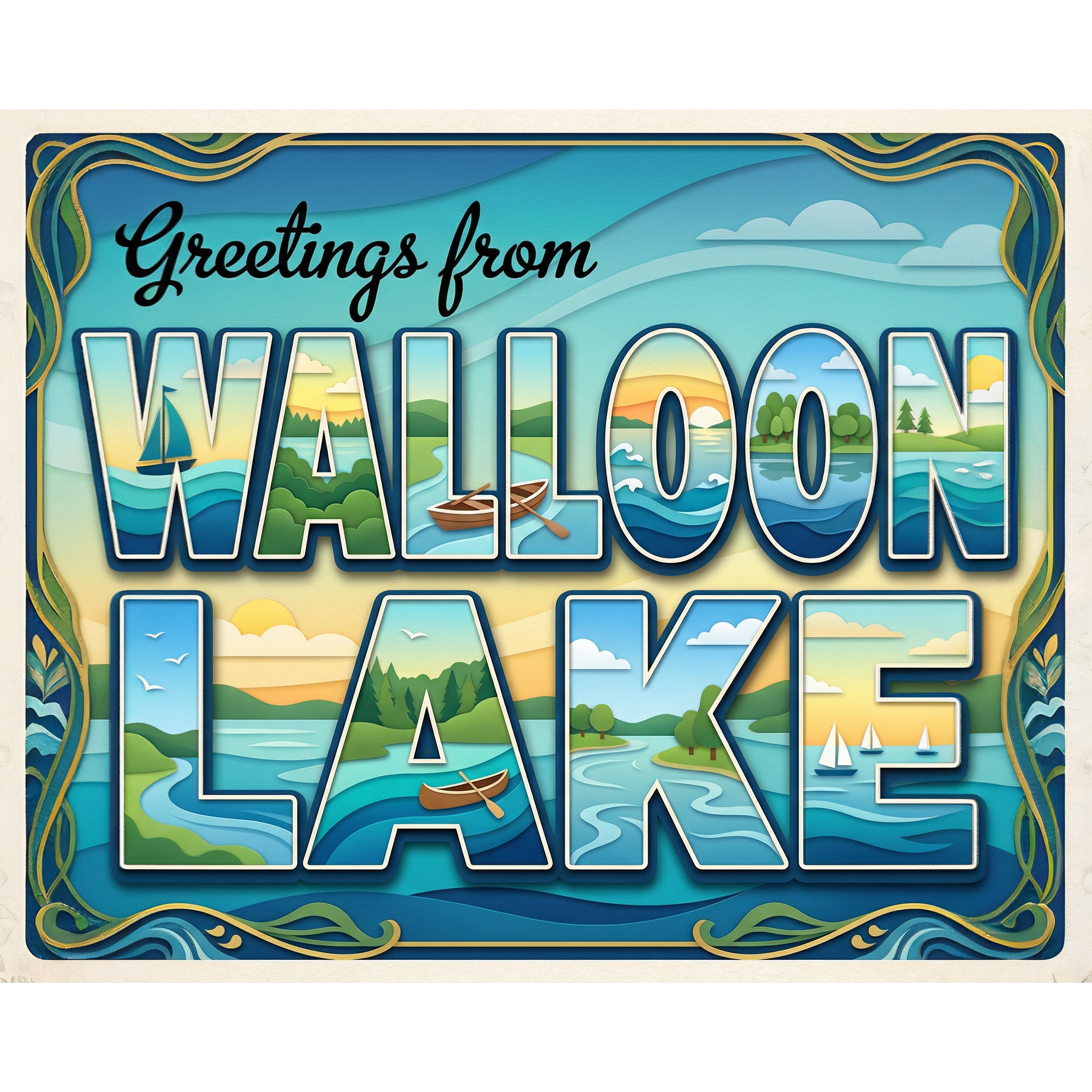 Greetings From Walloon Lake Michigan Paint-By-Number Kit