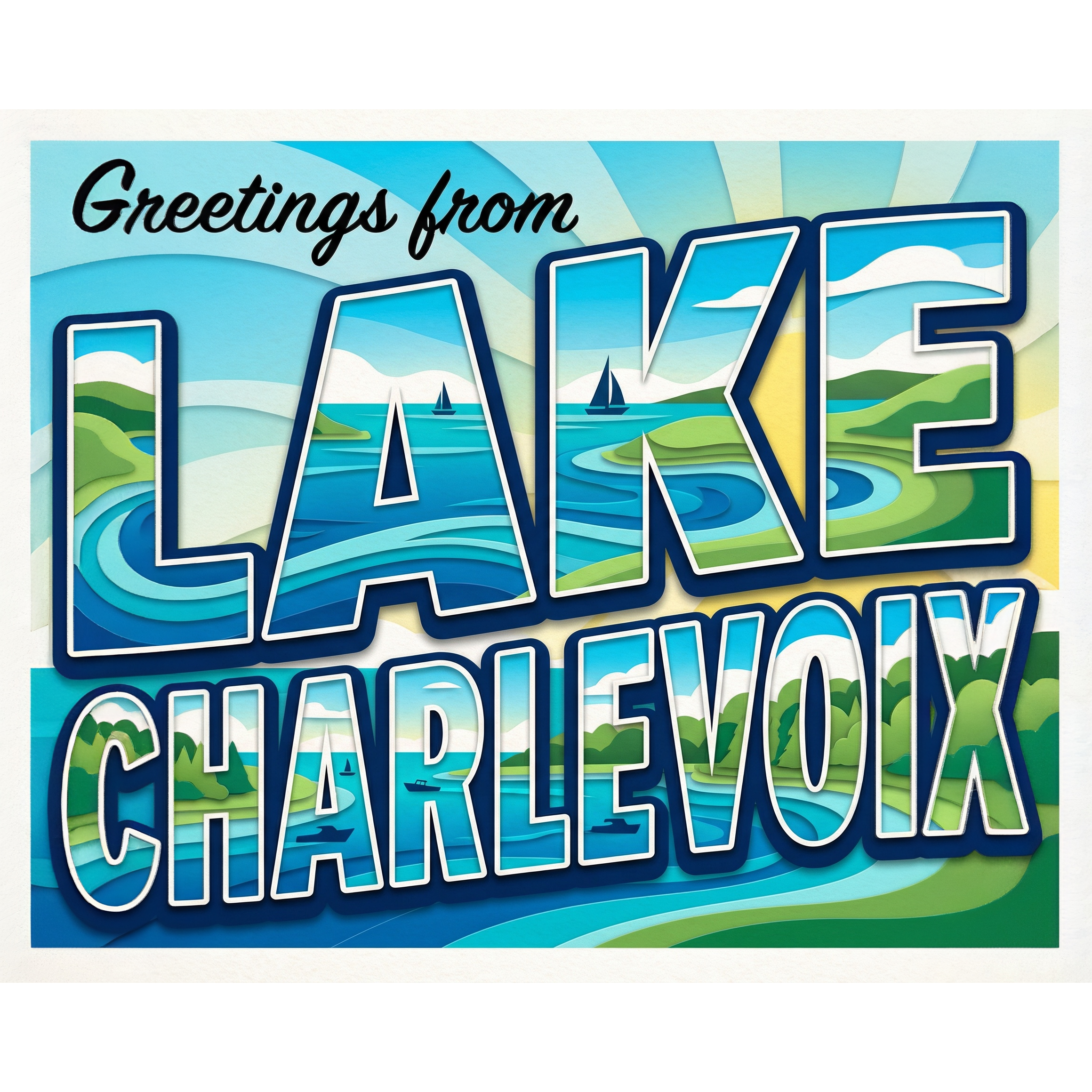 Greetings From Lake Charlevoix Michigan Paint-By-Number Kit