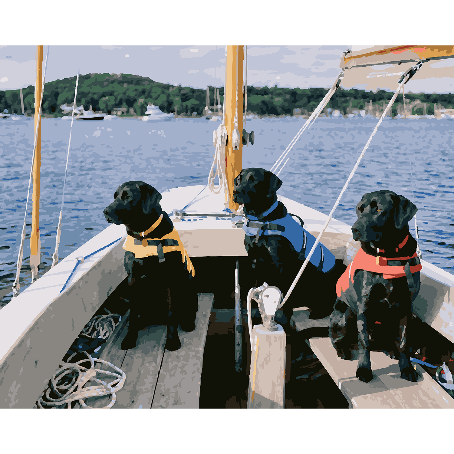 Three Labs Sailing - Harbor Springs Paint-By-Number Kit