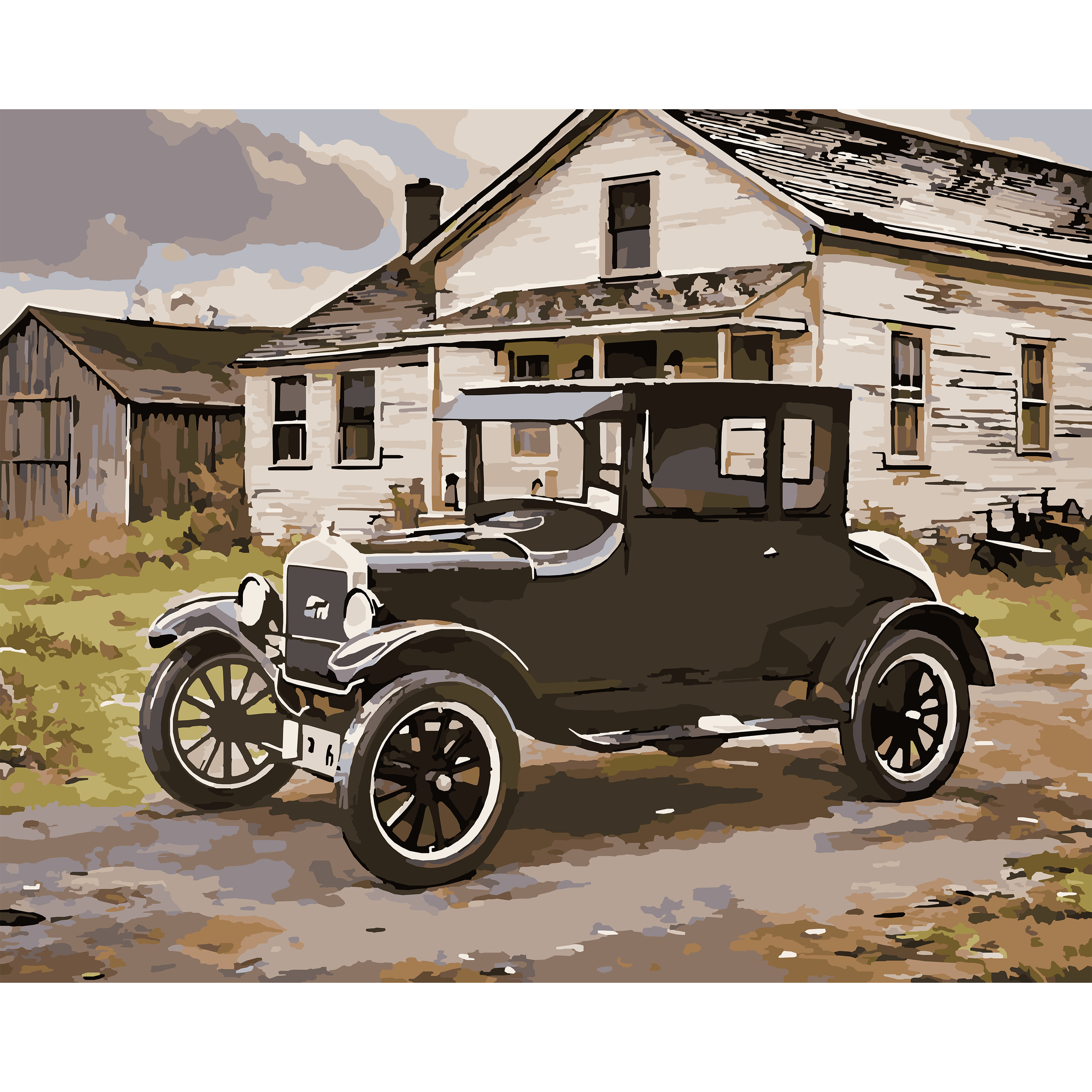 Ford Model T (1908-1927) at the Homestead - Detroit Classic Cars Paint-By-Number Kit