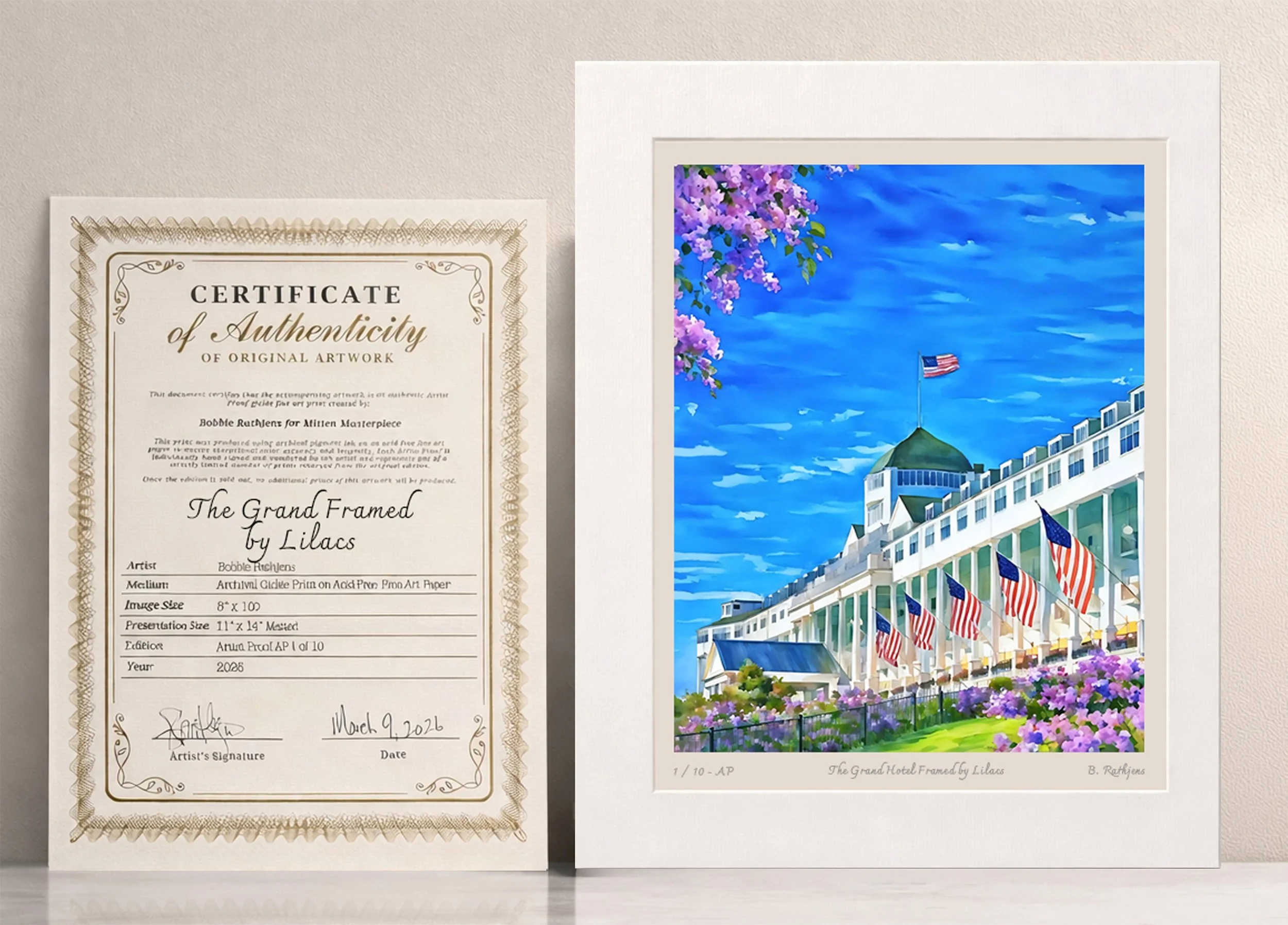 The Grand Hotel Framed by Lilacs – Limited Edition Giclée Fine Art Print