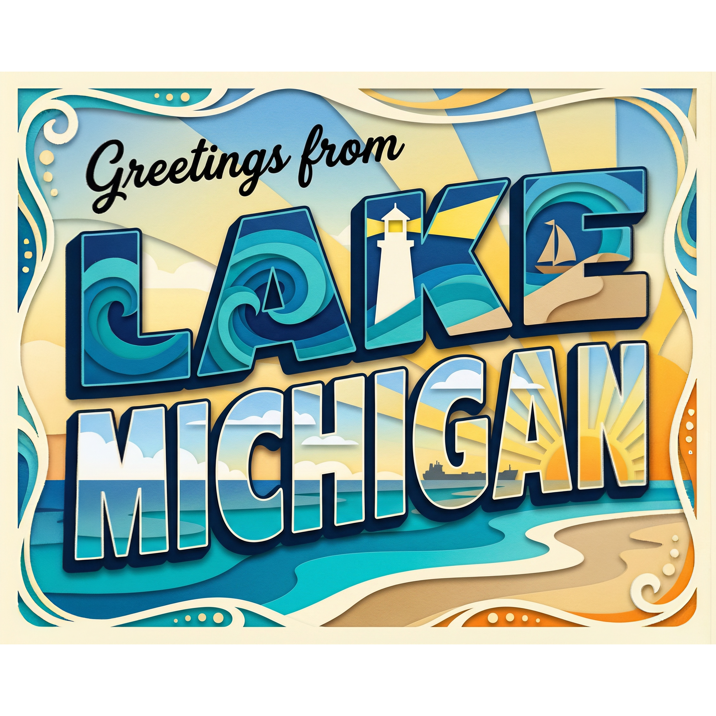 Greetings From Lake Michigan Paint-By-Number Kit