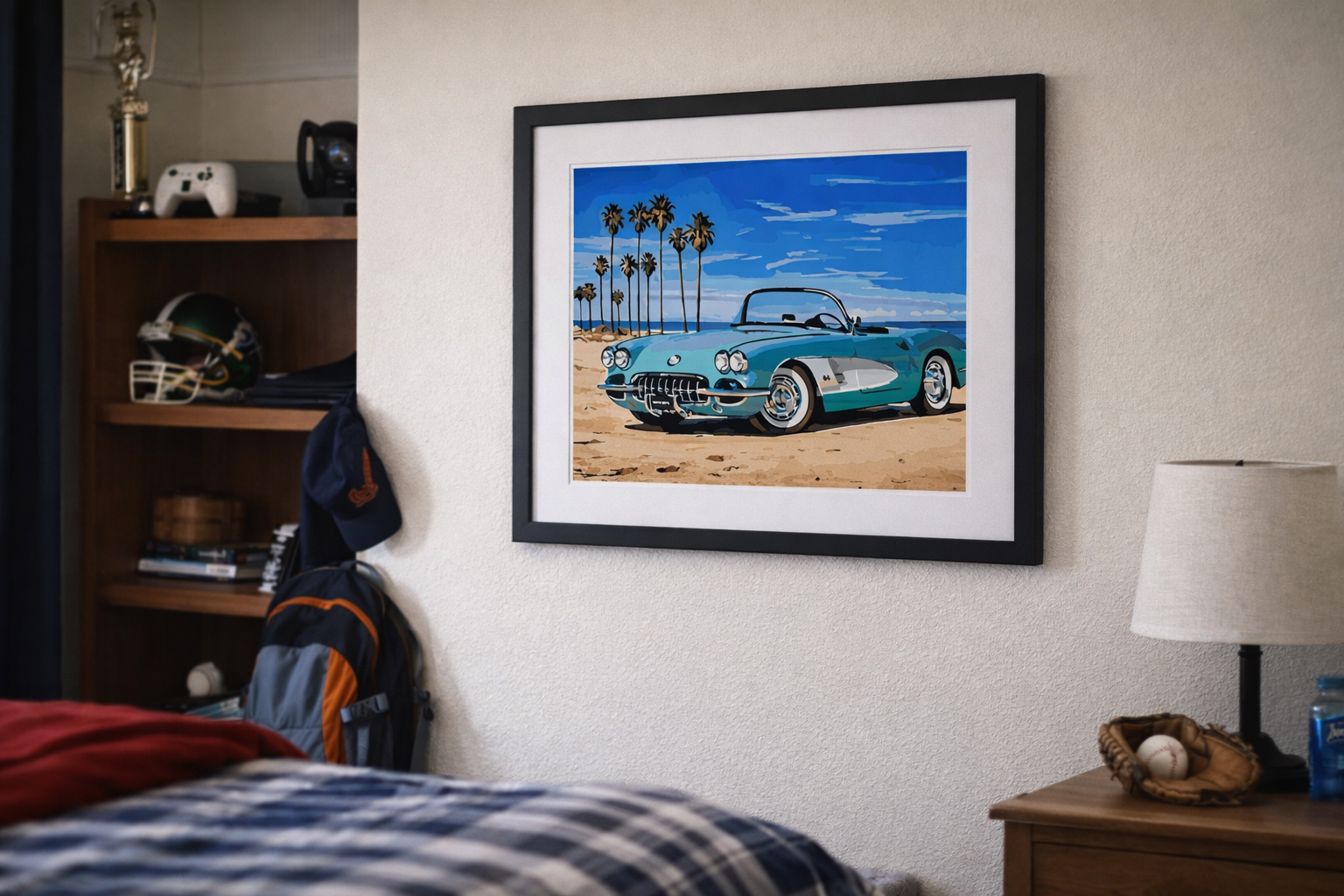 Chevrolet Corvette (1953–1967) at the California Beach - Detroit Classic Cars Paint-By-Number Kit