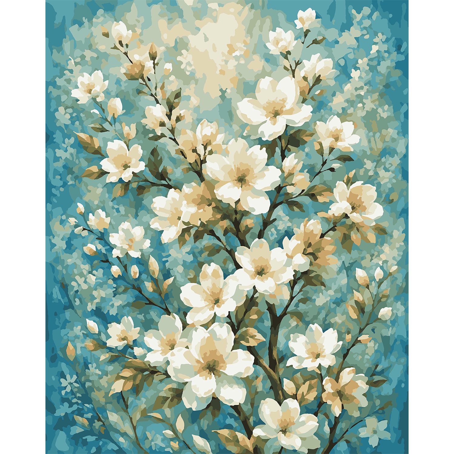 Blossoms in Blue - Flower Paint-By-Number Kit