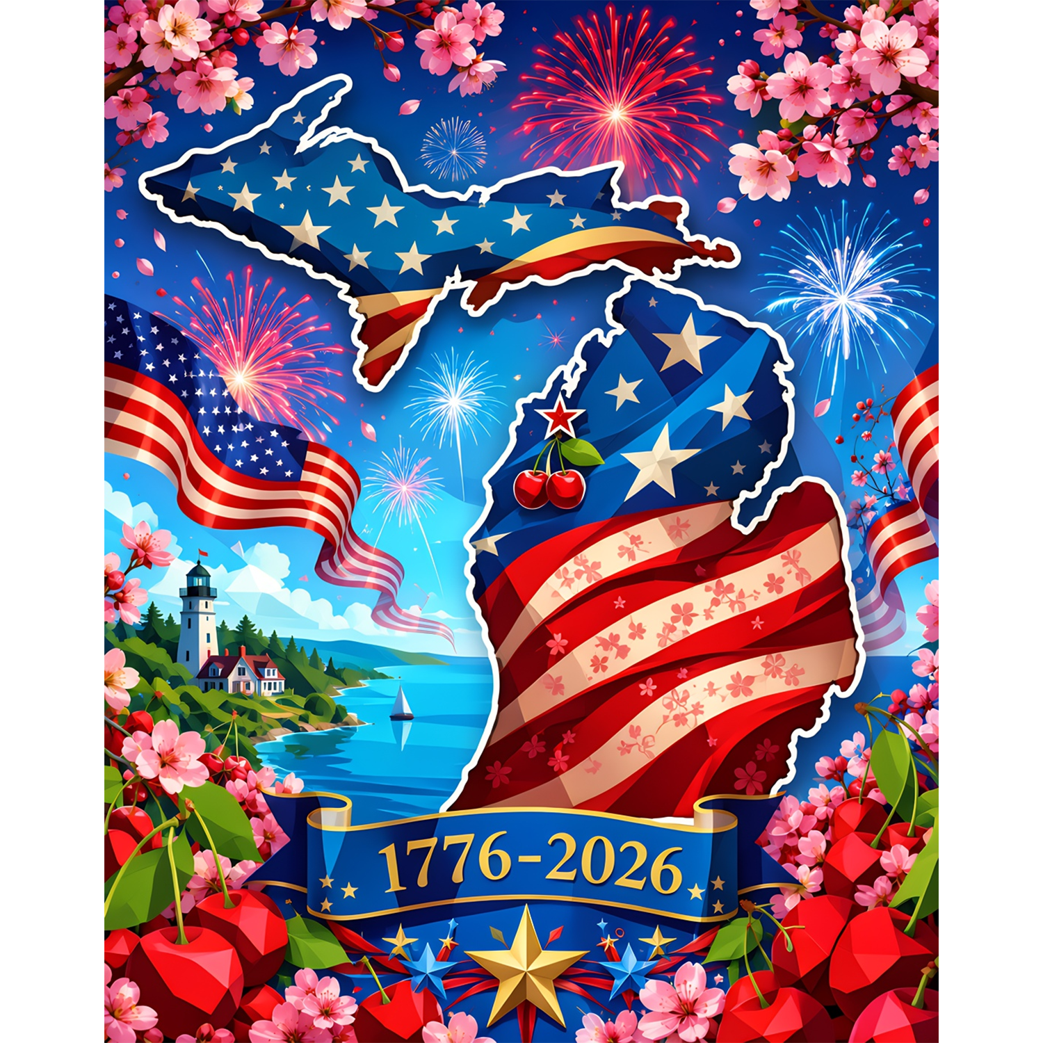 1776–2026: Cherries, Stars & Stripes Paint-By-Number Kit