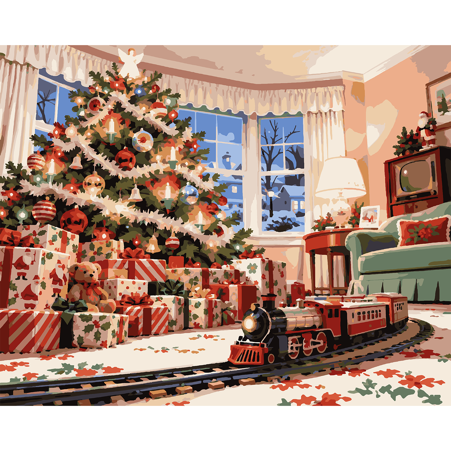 All Aboard for a 1950s Christmas Paint-by-Number Kit