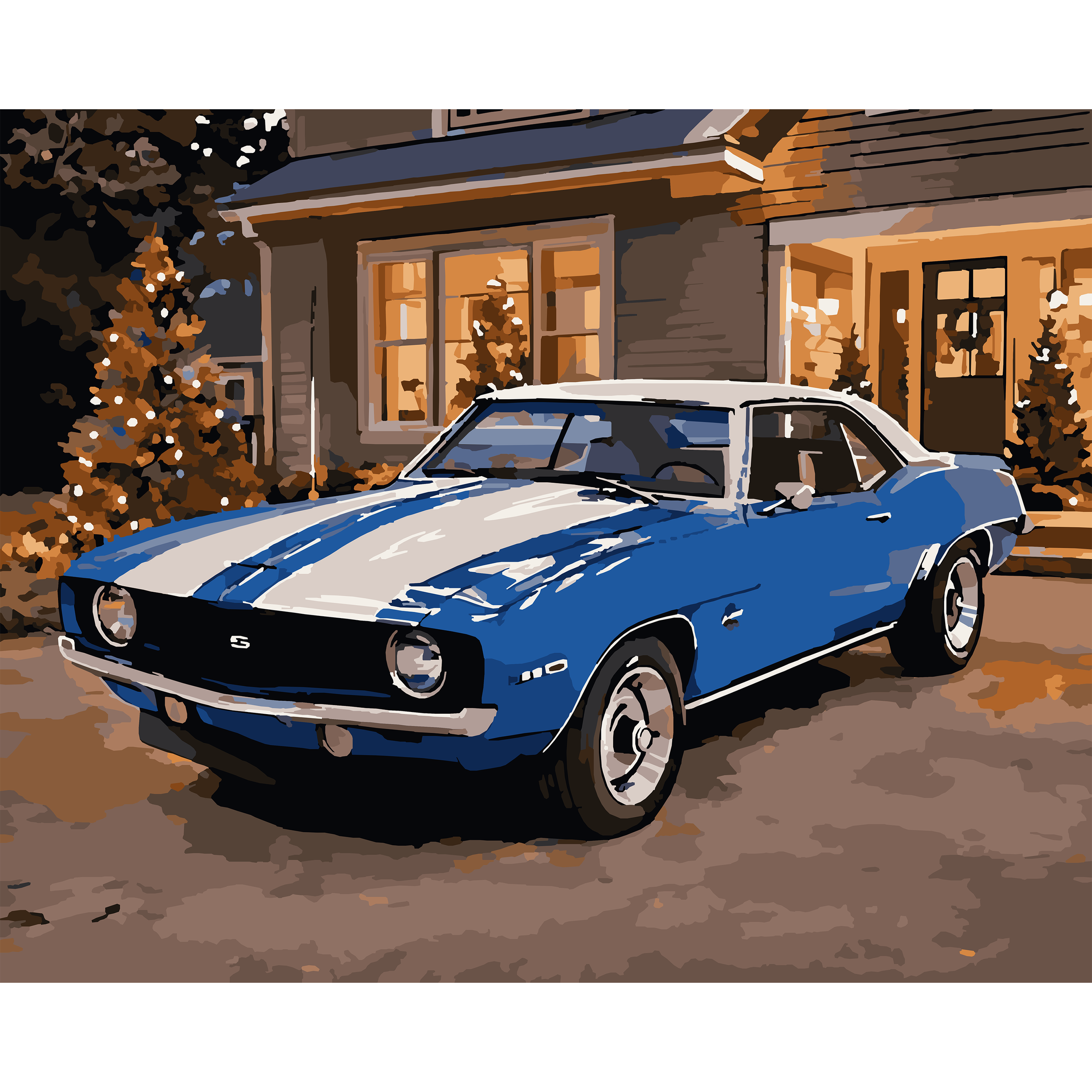 Chevrolet Camaro (1967–1969) Home at Christmas - Detroit Classic Cars Paint-By-Number Kit