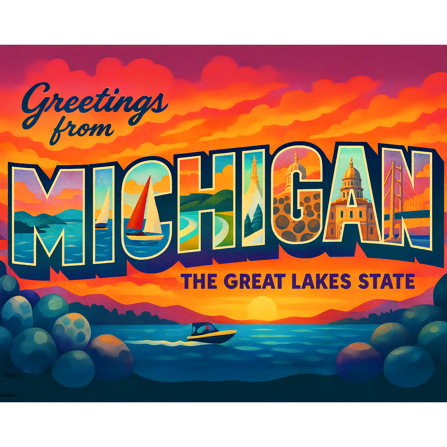 Greetings From Michigan Paint-By-Number Kit