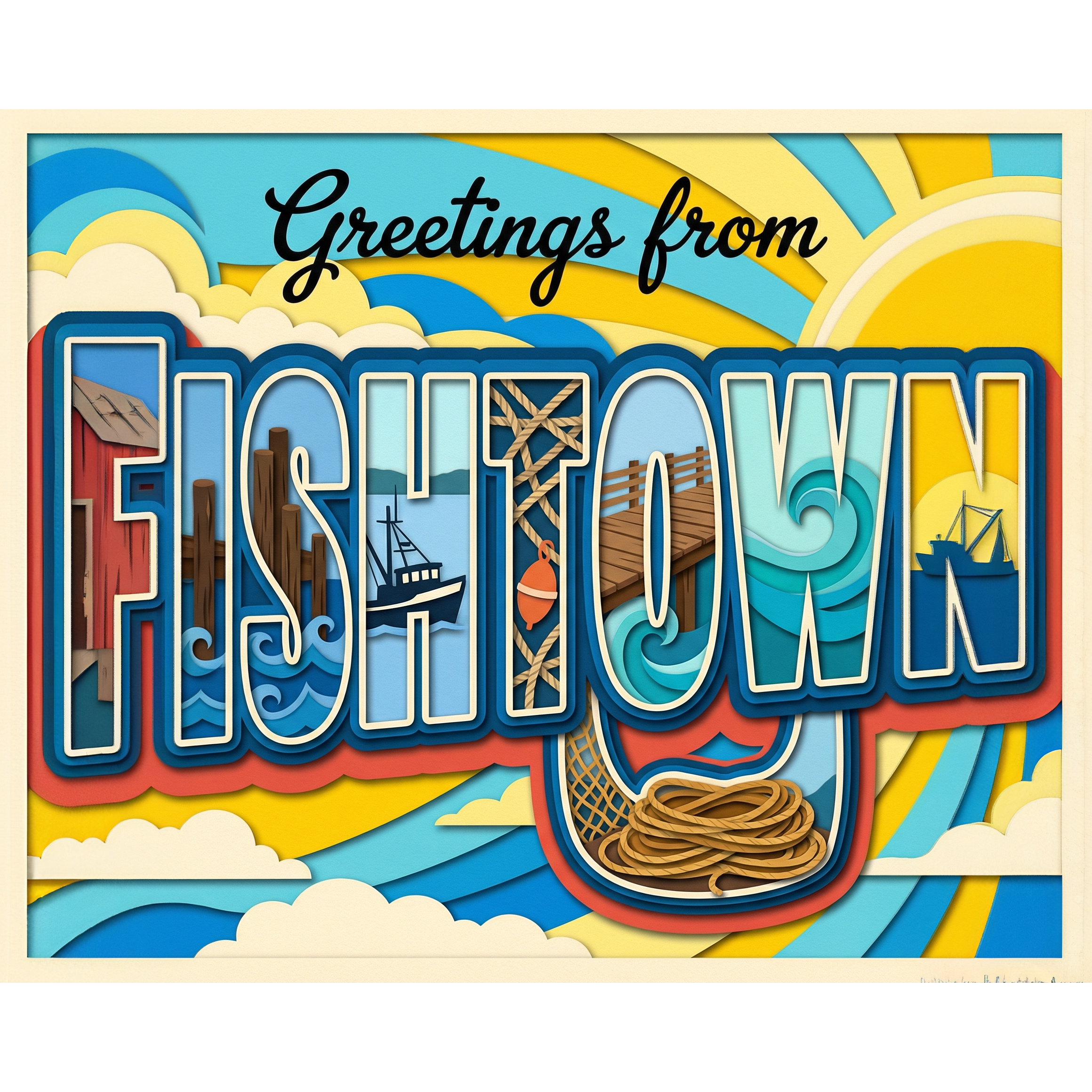 Greetings From Fishtown Michigan Paint-By-Number Kit